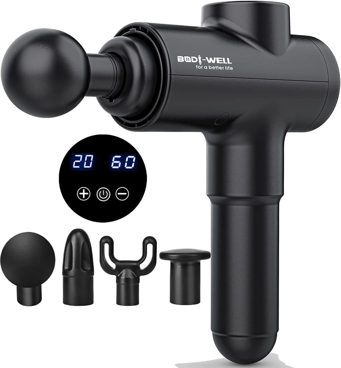 Bodi-well for a better life Massage Gun Masssge Gun deep Tissue with 20 adjusttable speeds 4 Heads All Muscles Recover & Massage