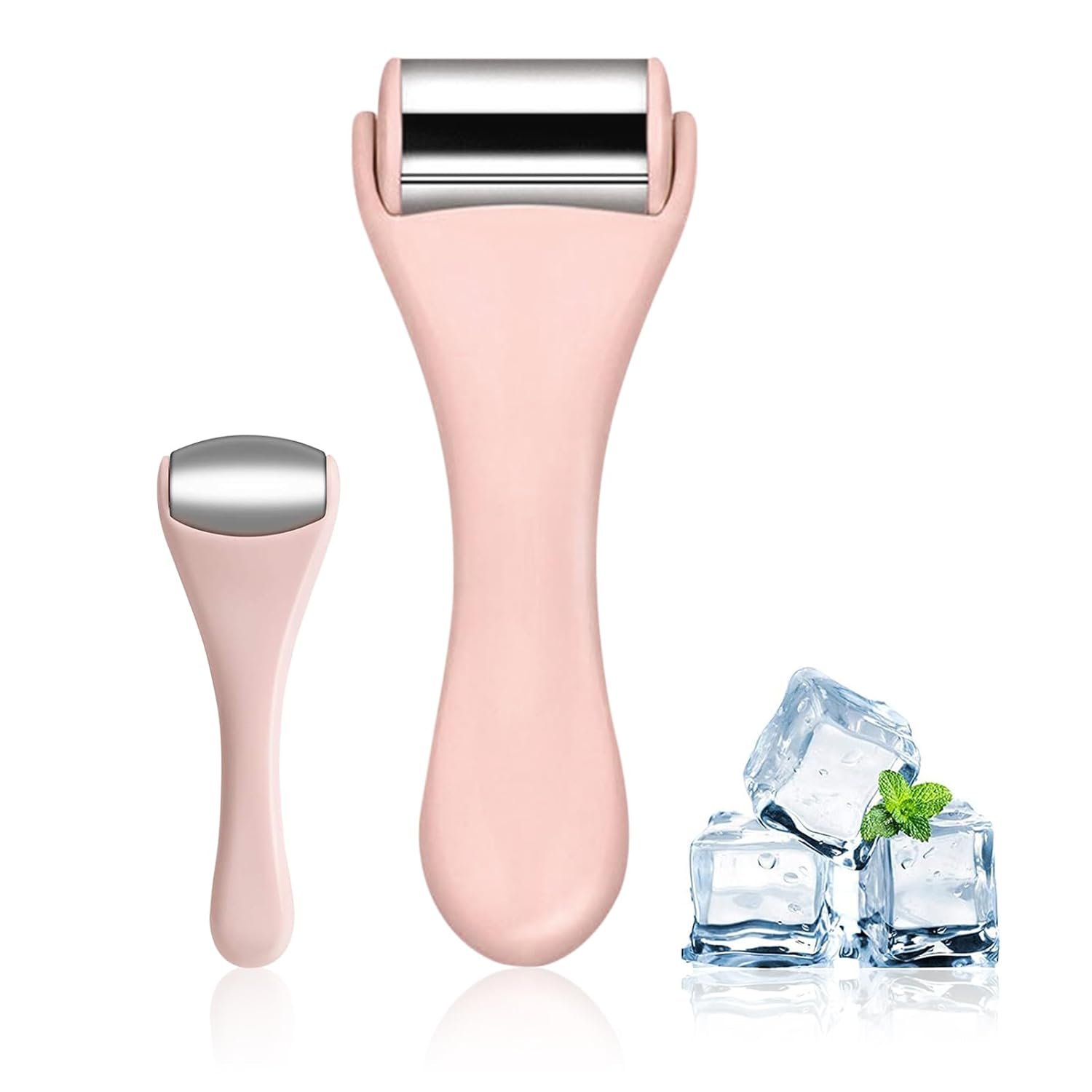 Ice Roller for Face & Eye, Facial Roller and Eye Massager Roller, Ice Roller for Body, Face, Tighten Pores, Migraine Relief Pain Relief Eye Puffiness Relief for Women – Face and Eye Roller 2PCS (Pink.