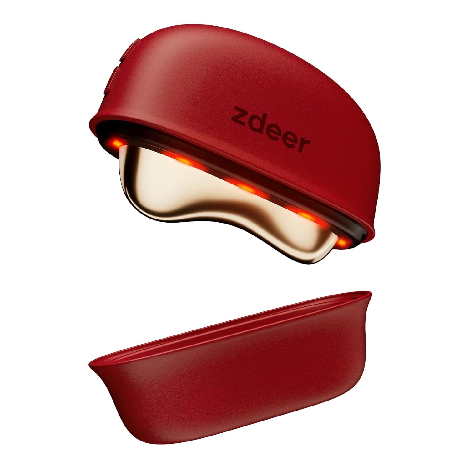 ZDEER GS5 LED Red Light Therapy for Face & Neck Massager Facial Care Device – Electric Gua Sha Brass Tool with Heat & Vibration for Firming, Sculpting & Skincare, Red