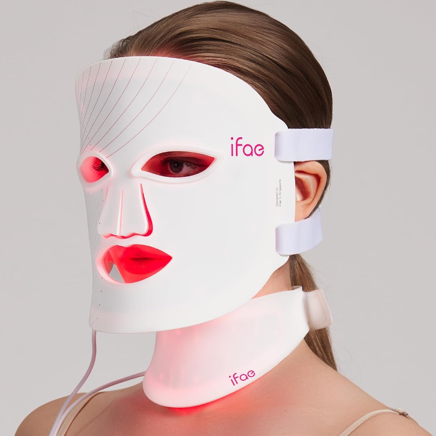 Red Light Therapy for Face and Neck, Red Light Therapy Mask with 850nm Infrared (NIR) Portable Led Face Mask with Eye Protection and Remote for True Anti-Wrinkles Skincare at Home White