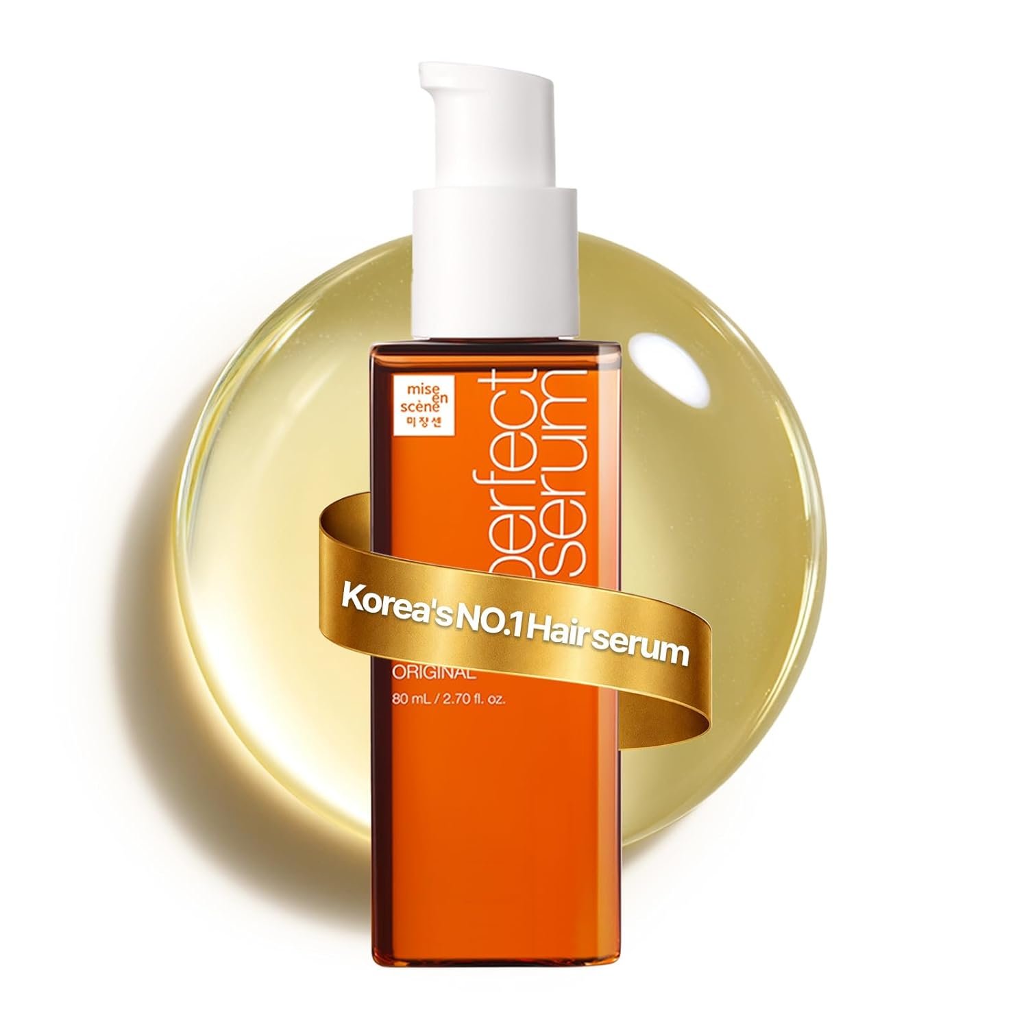 Mise En Scene Perfect Serum Original – Heat Protectant Hair Oil for Frizzy & Dry | Argan Oil | Visibly Smooths & Softens | Add Shine All Hair Types | Damage Repair | Fruity Floral Scent, 2.7 Fl Oz.