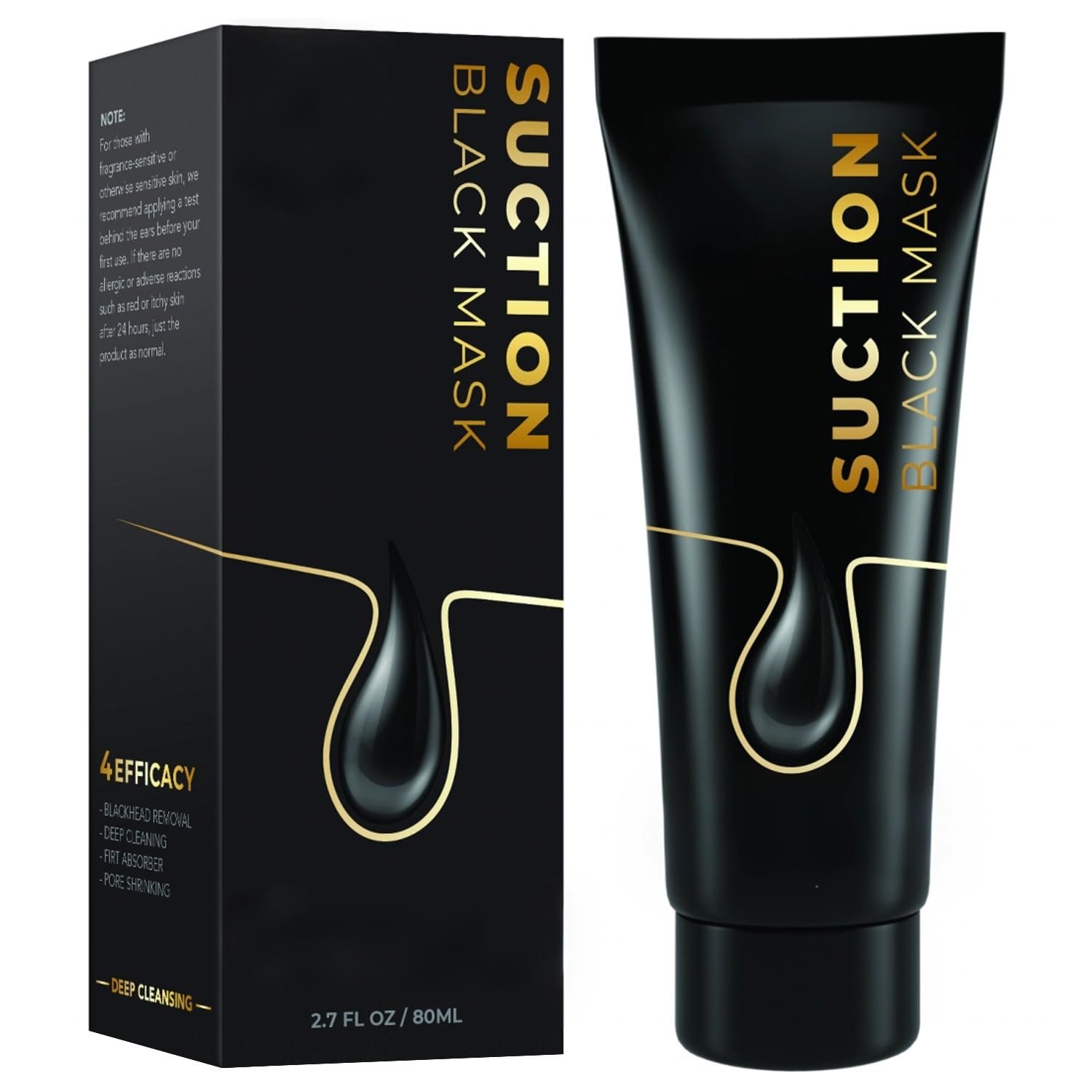 Blackhead Remover Mask 4, Activated Charcoal Peel Off Mask, Deep Face Clean for Men and Women, Pore Cleansing Nose and Face Care, Purifying Charcoal Mask, 80ML