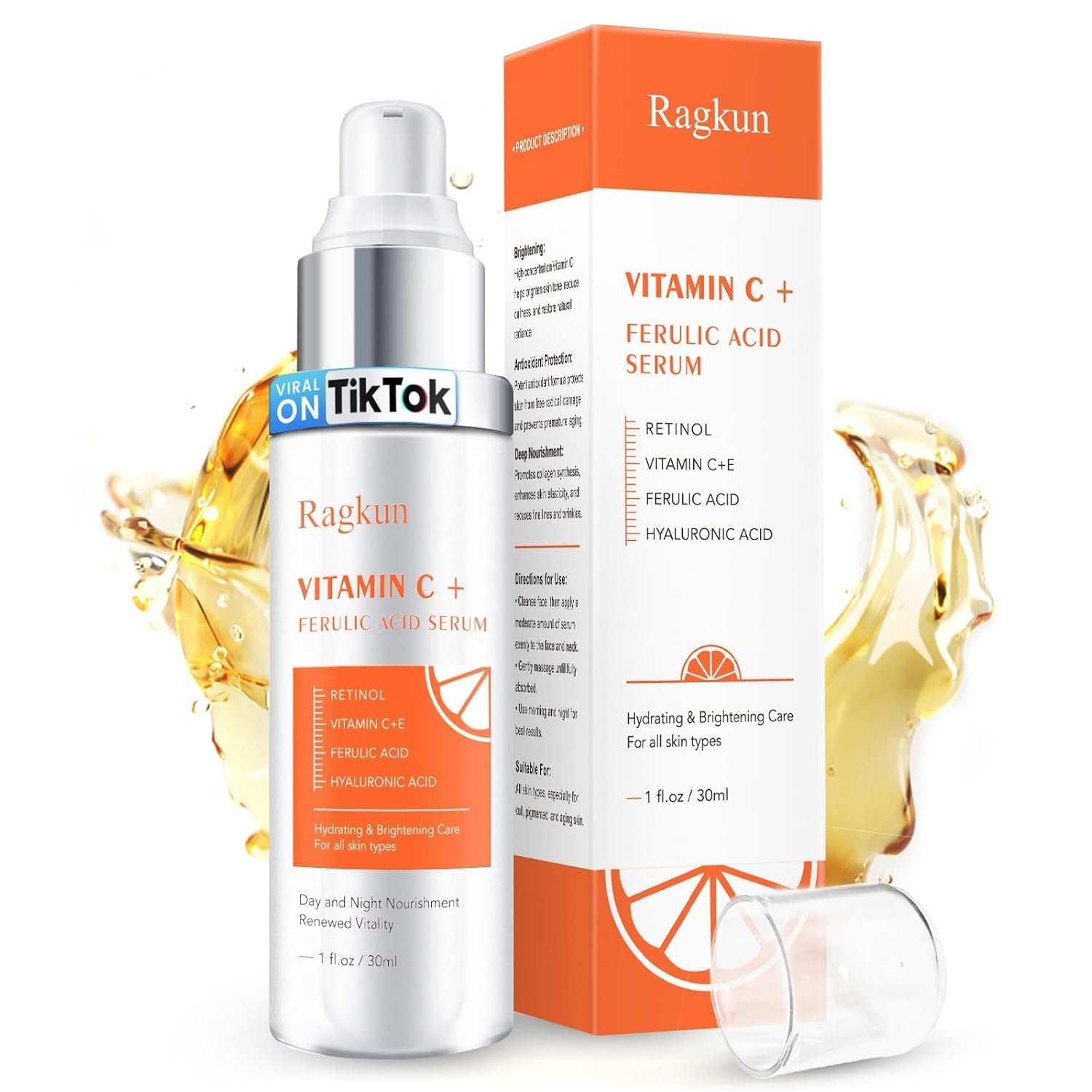 Ragkun 20% Vitamin C Serum, Dark Spot Remover for Face LAO5