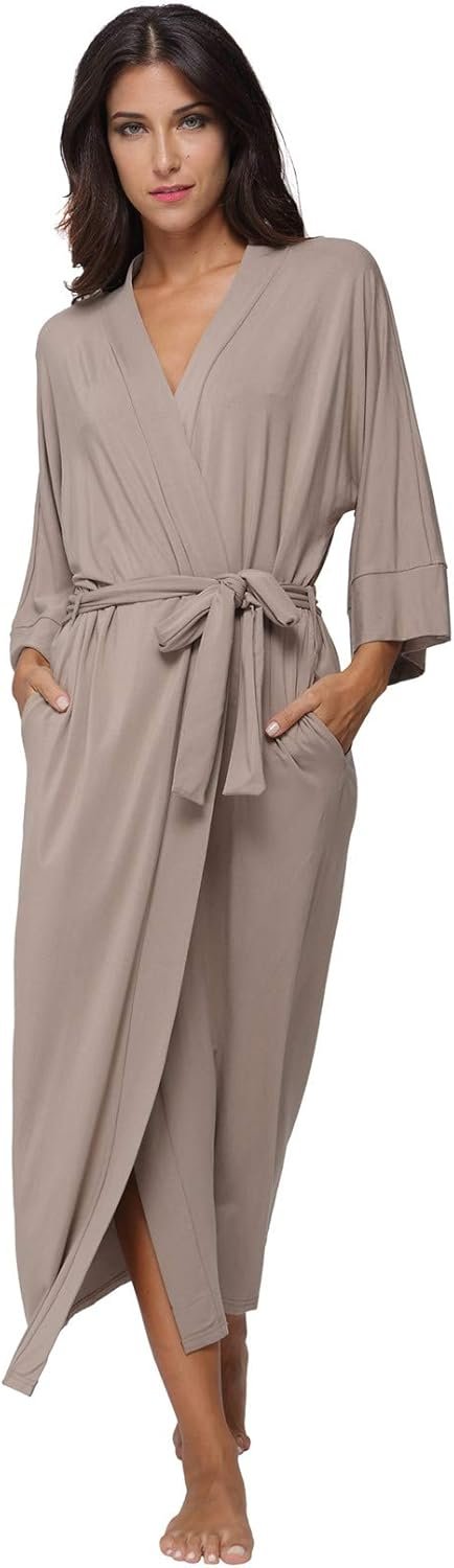 Women’s Soft Robes Long Bath Robes Full Length Kimonos Sleepwear Dressing Gown,Solid Color