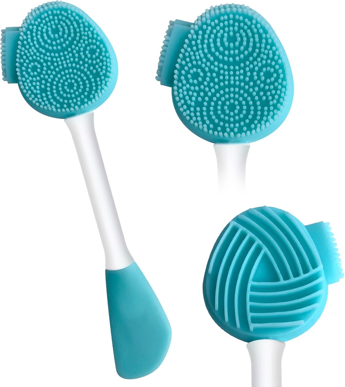 MUIIGOOD Blue Silicone Face Scrubber Face Mask Brush Exfoliating Lip Brush Cleansing Brush Facial Cleansing/Wash Exfoliator Blackhead Skin Care Tool Makeup Removes Dead & Dry Skin for Women