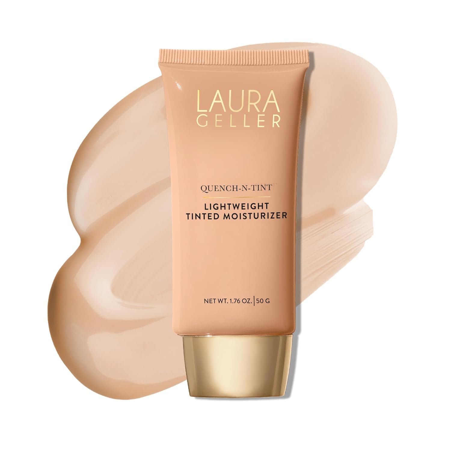 LAURA GELLER NEW YORK Quench-n-Tint Tinted Moisturizer – Sheer to Light Buildable Coverage – Natural Glow Finish – Lightweight Formula with Hyaluronic Acid, 02 Light