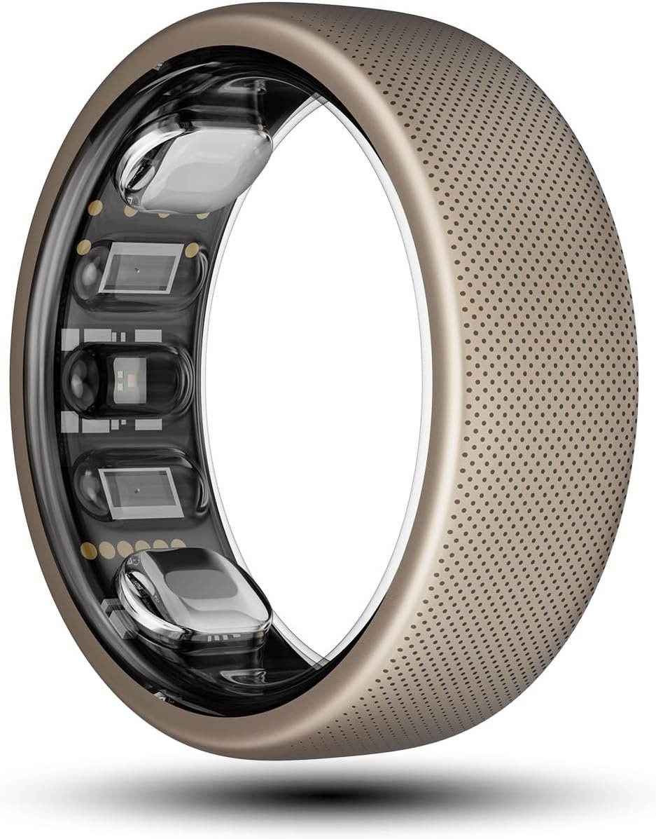 Amazfit Helio Smart Ring Health Tracker, Fitness Tracker Ring, No Subscription, Monitors Sleep, Heart Rate & Stress, Titanium Alloy, Fast 1.4-Hr Charging, Water-Resistant, Size Before You Buy (Size 8)