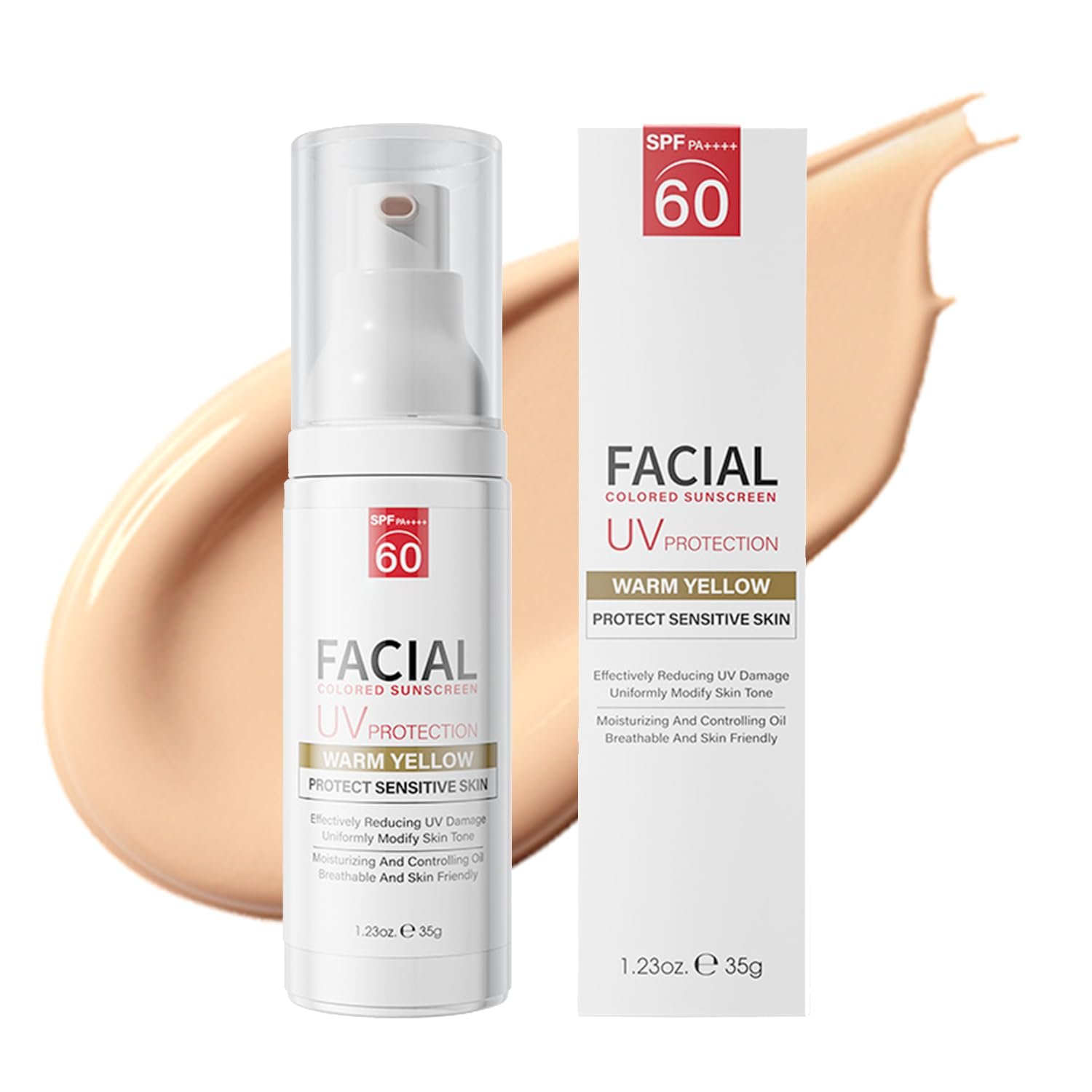 Tinted Sunscreen, Tinted Moisturizer with SPF, Tinted Sunscreen for Face, Tinted SPF 60, Oil Control & Moisturizing Skin Tone Correcting, Radiance Skin, Perfect for Mothers Day Gifts &Beach Must Haves