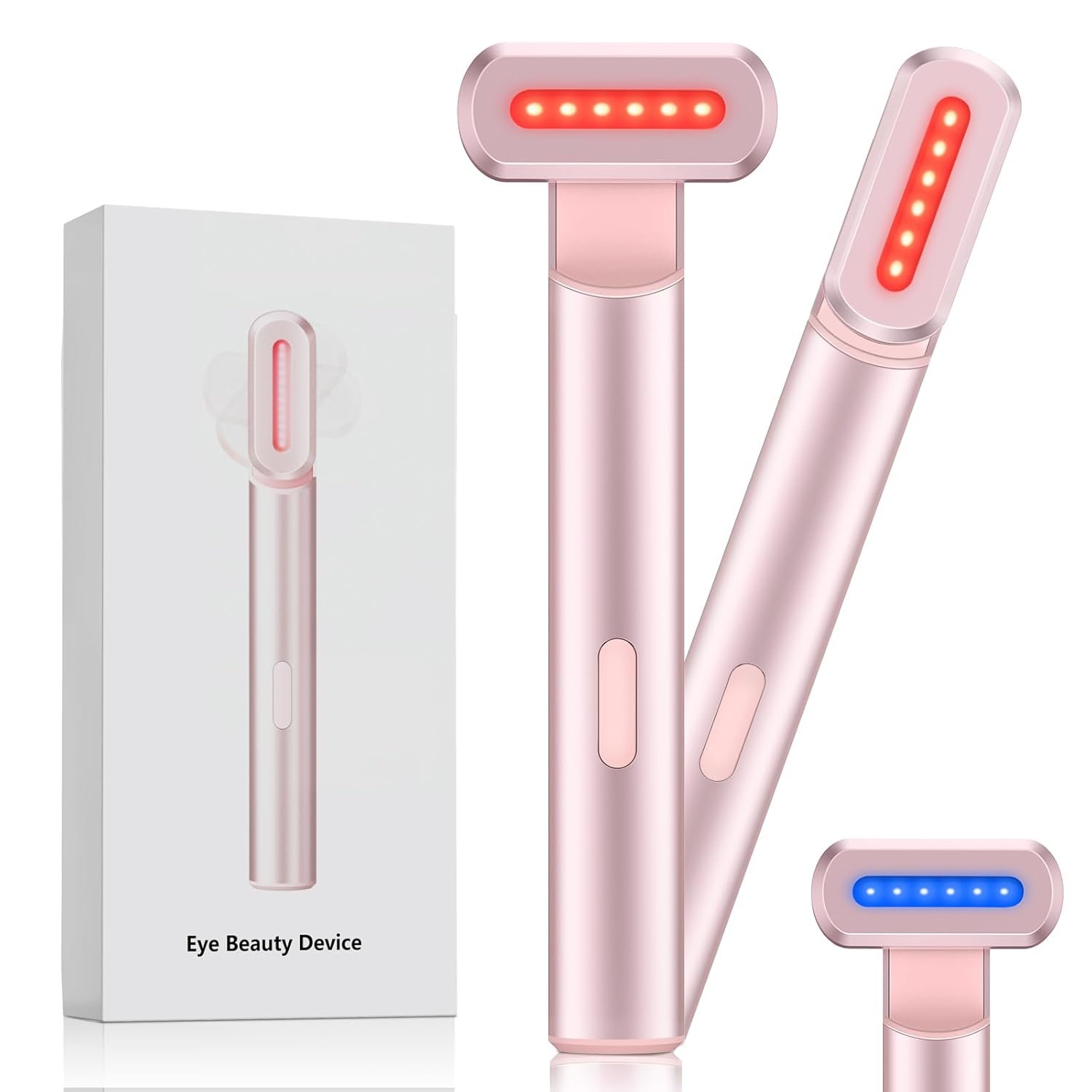 4-in-1 Light-Therapy-Wand,Red Light Therapy for Face and Neck – Microcurrent Facial Device for Anti-Aging – Face & Eye Massager Skincare (2 Colors led Light)
