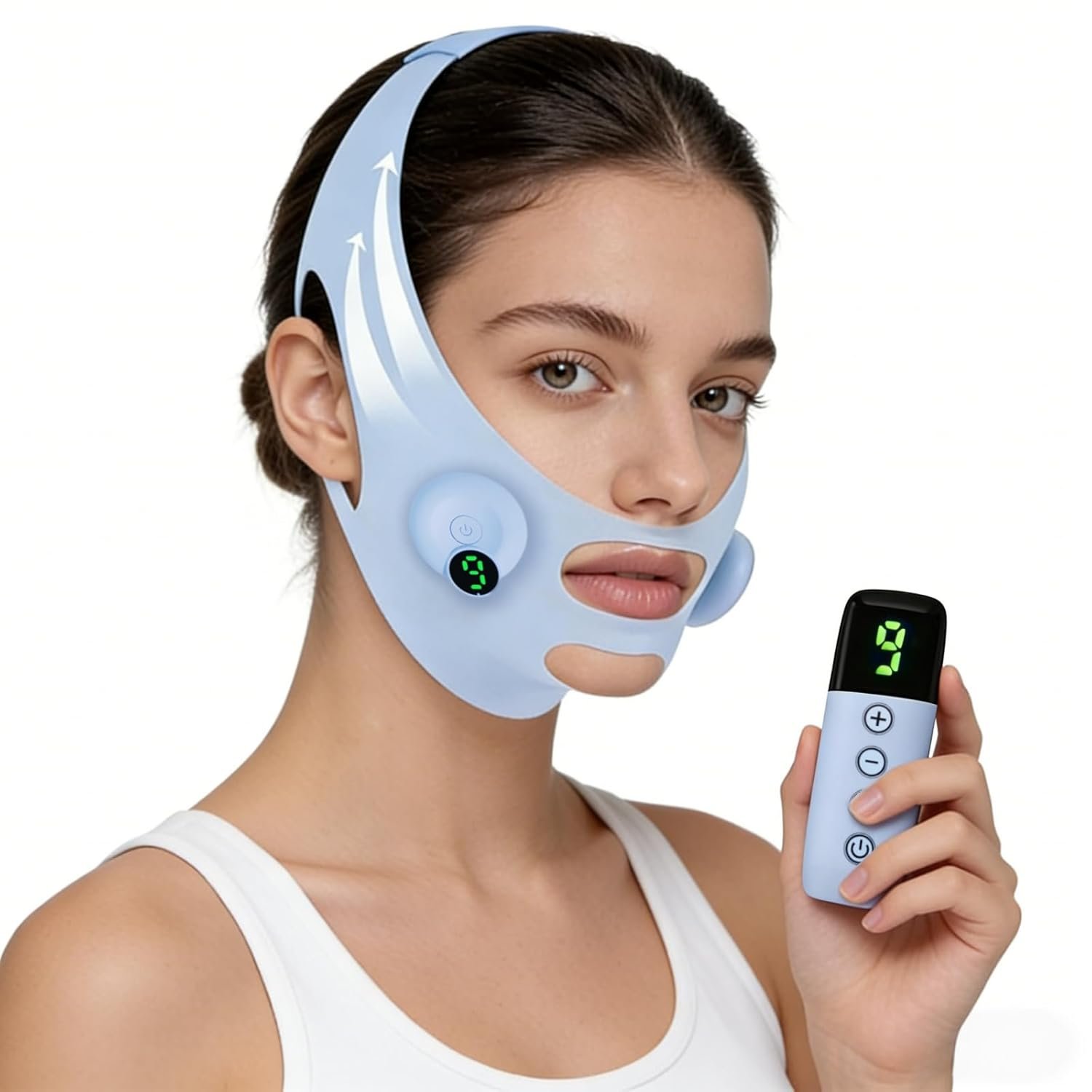 Face Lifting & Double Chin Reduction Device: 6 Mode 9 Level V-Shape Face Lifting Mask for Anti-Aging with Smart Micro-Current Auto Massage
