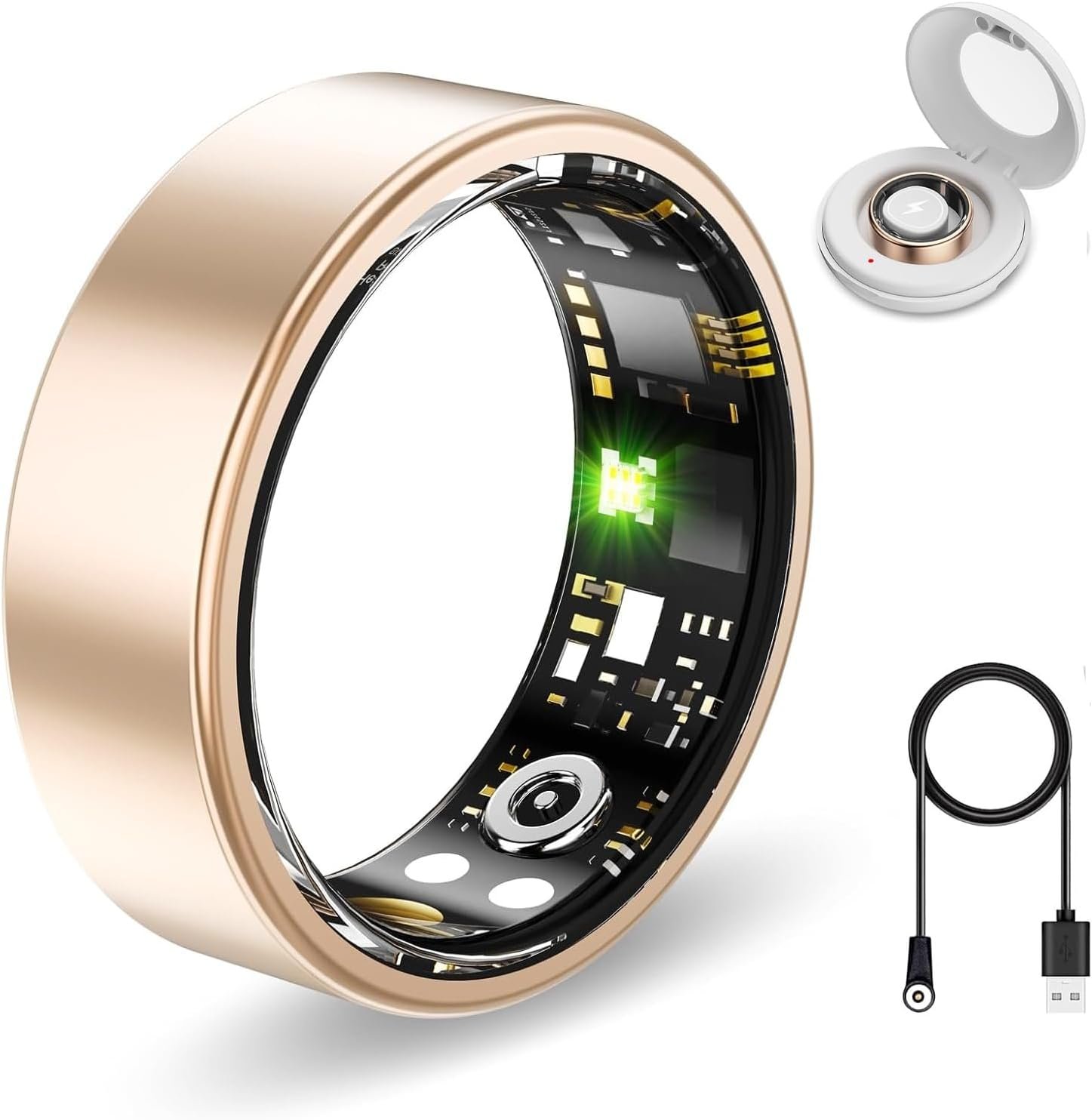 Smart Ring Health Tracker, Sleep&Exercise Monitor Heart Rate,Blood Oxygen,Fitness Trackers for Man&Women -Long Lasting Batteries,Waterproof Sleep Tracking Wearable (Rose Gold, 7)