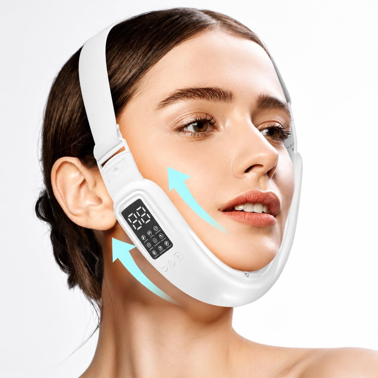 Electric Double Chin Device and V-Face Machine with 8 Modes and 15 Gear Adjustable Intensities – Intelligent Double Chin Machine for V-face