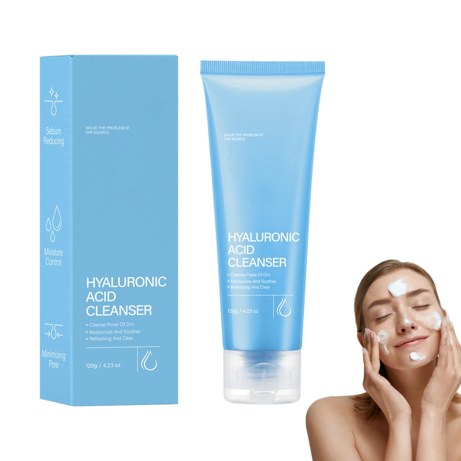 Hydrating Hyaluronic Acid Facial Cleanser for Women – Gentle Oil Cleanser for Face, Korean Skincare Formula, Deep Pore Cleansing, Moisturizing & Refreshing, 120g/4.23oz