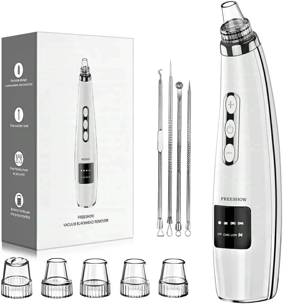 Blackhead Remover Blackhead Vacuum, Upgraded Pore Cleaner -5 Probes, USB Rechargeable, Electric Comedone Whitehead Extractor Tools Kit, Blackhead Remover Pore Vacuum