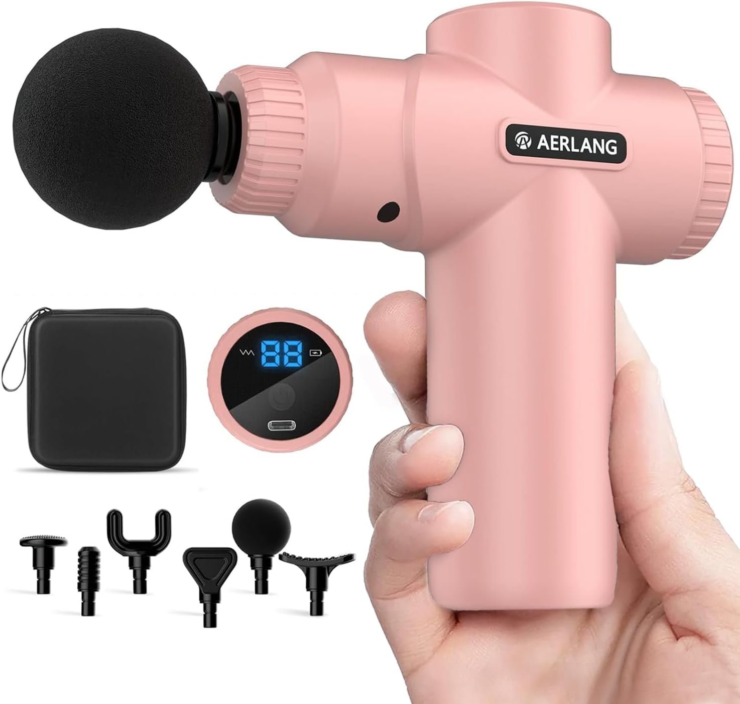 AERLANG Mini Massage Gun-Pink，Muscle Deep Tissue Massager Gun, Handheld Percussion Massager, Portable Quiet Massage Gun Valentines Day Gifts for Her Motehr Day Gifts for Women Men Her