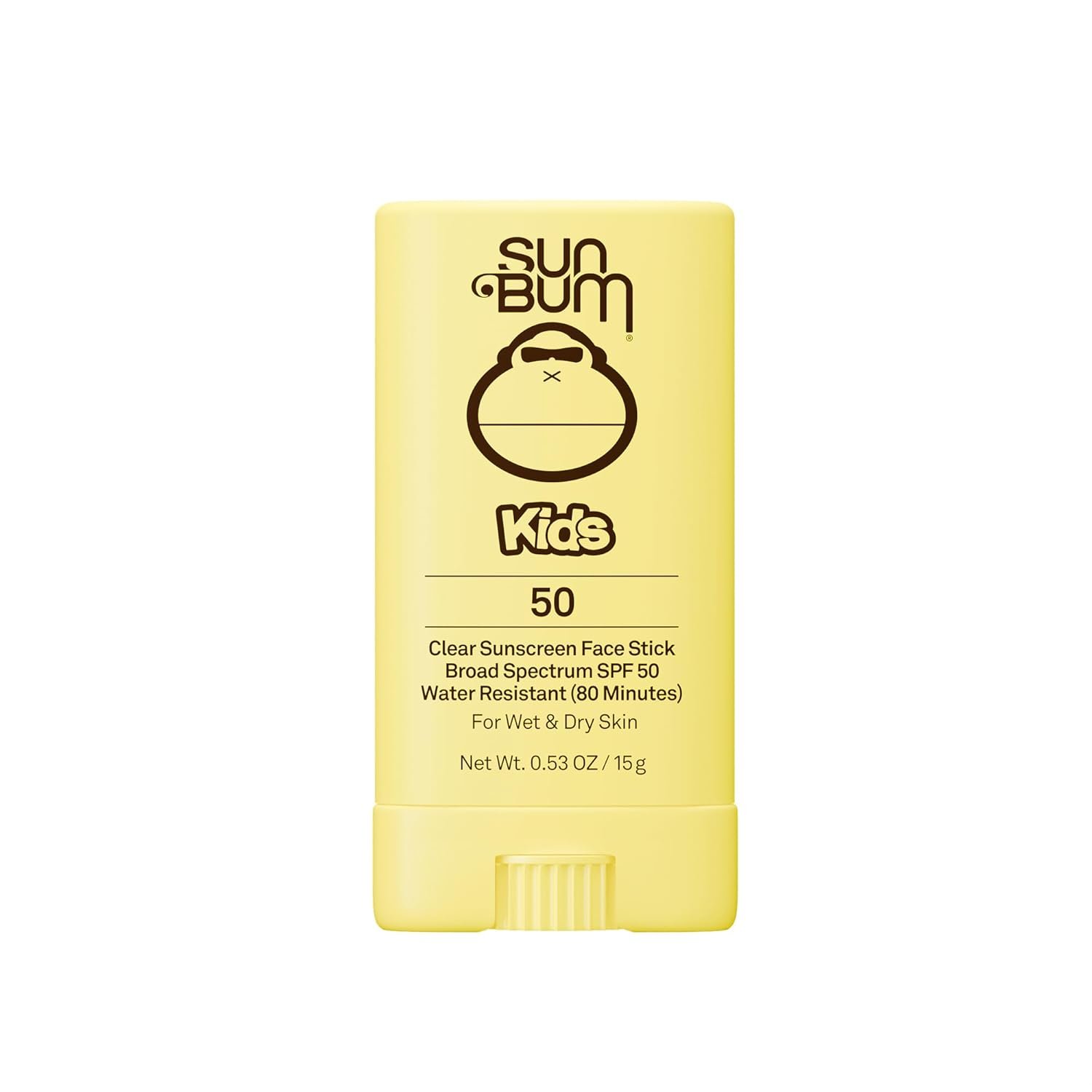 Sun Bum Kids SPF 50 Clear Face Stick Sunscreen – Wet or Dry Skin Application Broad Spectrum Sunscreen with Vitamin E – Hawaii Act 104 Compliant (Without Octinoxate & Oxybenzone) – Travel Size 0.53 oz