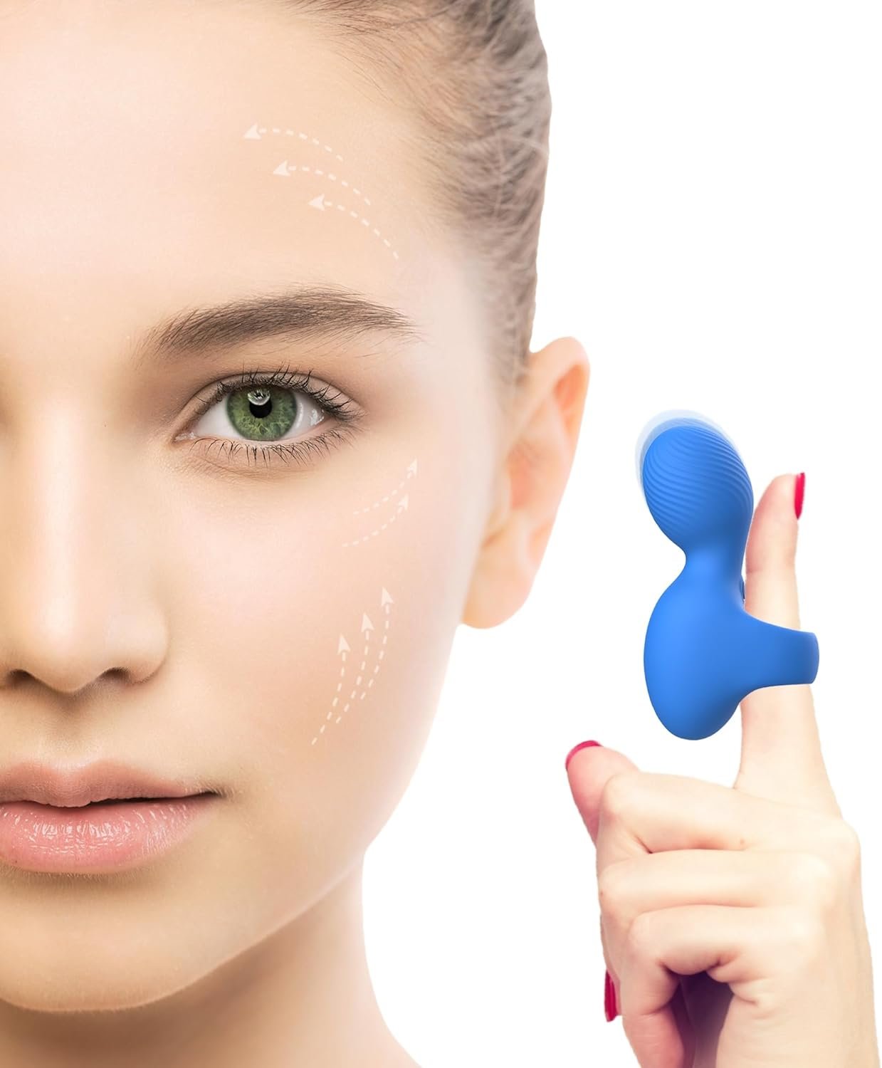 Multifunctional Silicone Waterproof Massage Tool, Portable Handheld Massager, Mini-Ring Face & Eye Powerful Eye, Jaw, Finger and Body Massager, Relieves Facial Muscle Fatigue and Pain – Blue