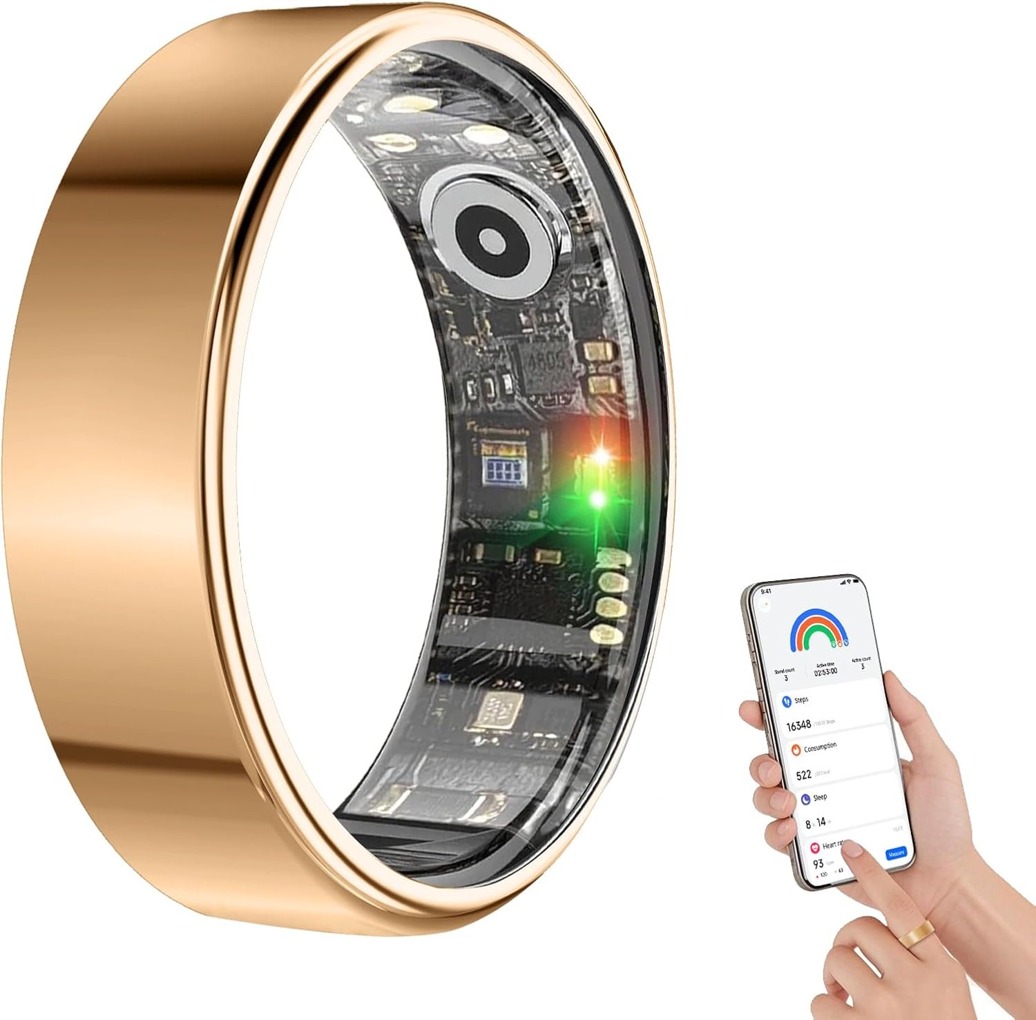 BENIO Gen 2 Smart Ring for Women & Men, Heart Rate,Fitness Tracker with Sleep，Step/Sleep/Blood Oxygen/Heart Rate Tracker, 5ATM Waterproof for iOS and Android,No Subscription