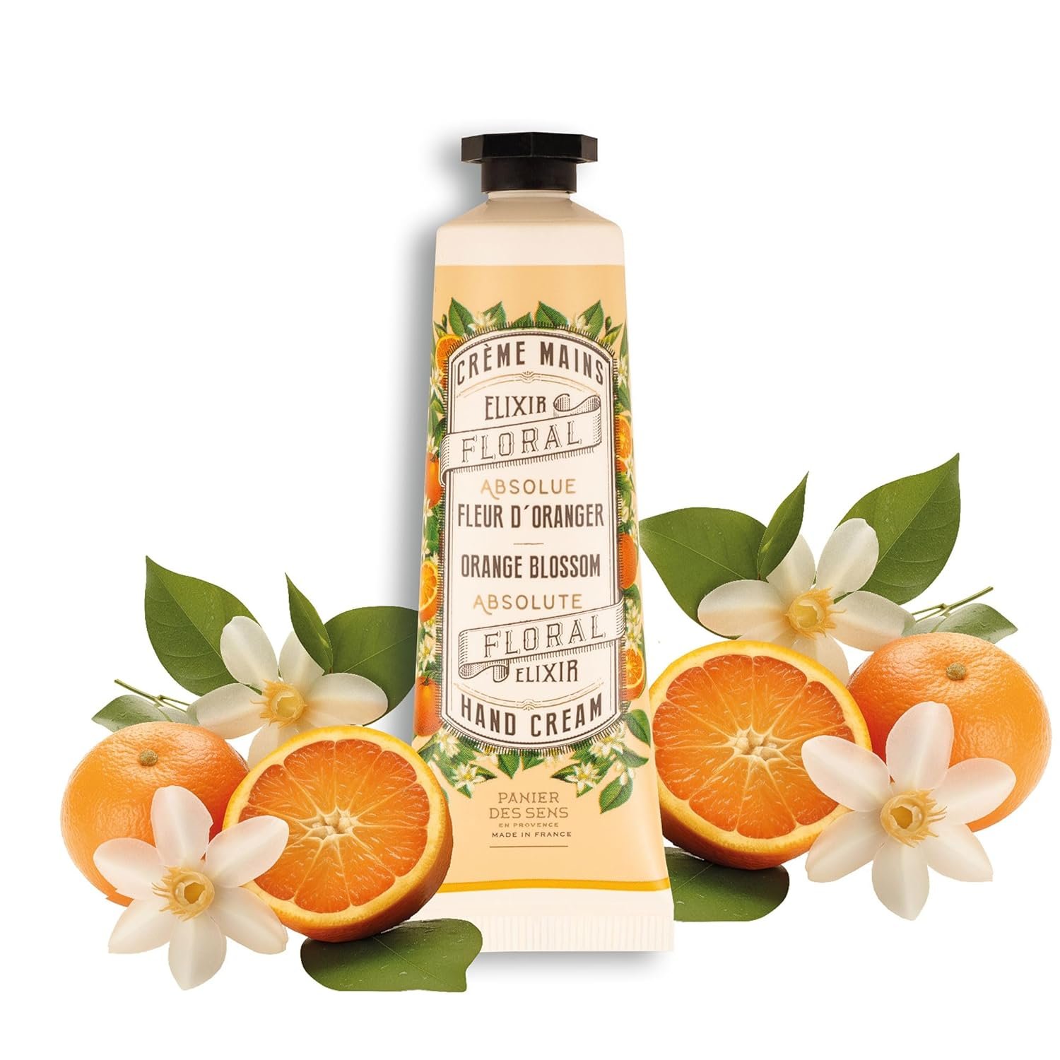 Panier des Sens Orange Blossom Mini Hand Cream for Women – French Travel Size Hand Cream for Dry Hands, Fast-Absorbing Non-Greasy Vegan Shea Butter Moisturizer, 1 Fl Oz