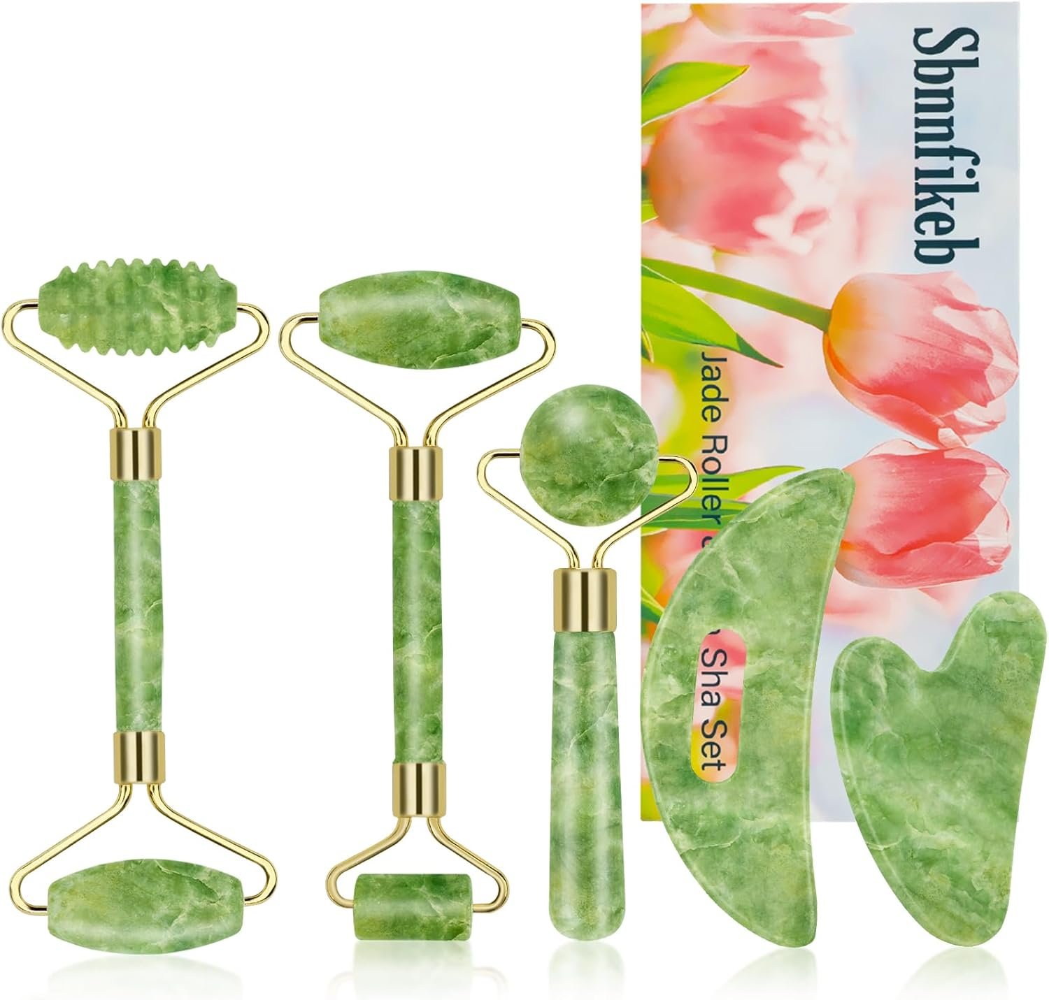 Gua Sha Facial Tools, Guasha Tool for Face, Jade Face Roller,Self Care Gift for Women and Men