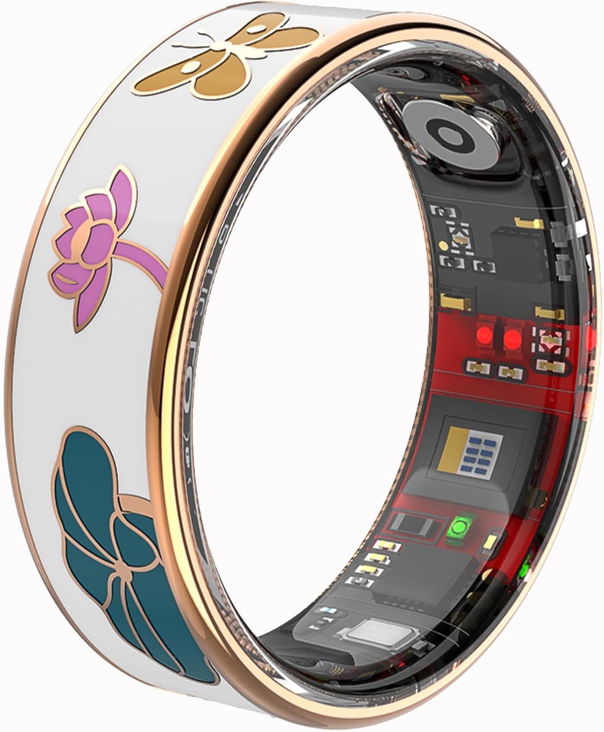 Smart Ring for Women with Enamel Health Ring Fitness Ring Fitness Tracker with Sleep Heart Rate Monitoring Distance Pedometer Calorie for Android iOS