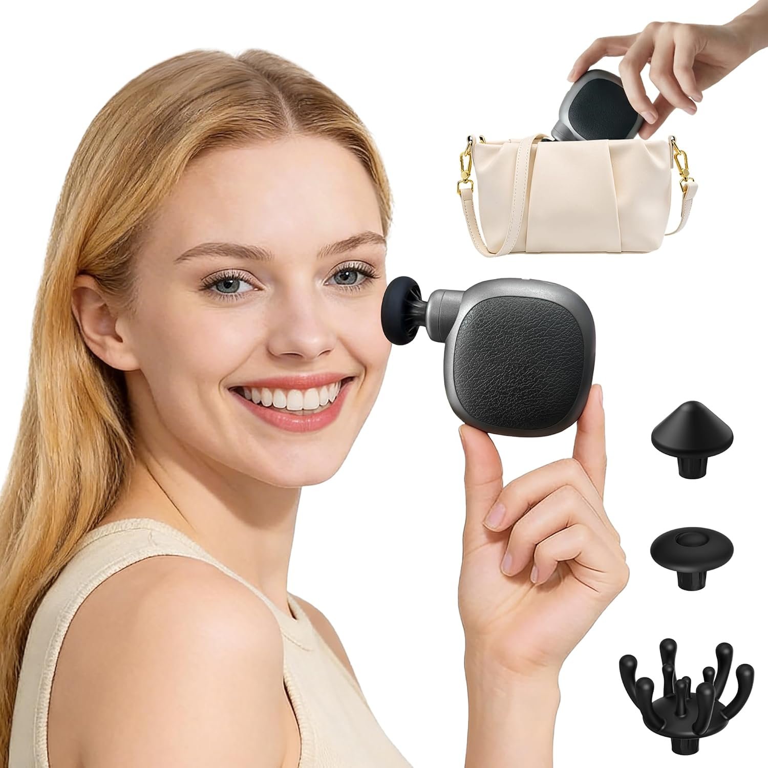 Pocket Mini Massage Gun, Percussion Massager for Travel | Small Handheld Deep Tissue Muscle Massager for Neck Face Head | 4 Speeds, USB-C, Quiet, Gifts for Women & Men