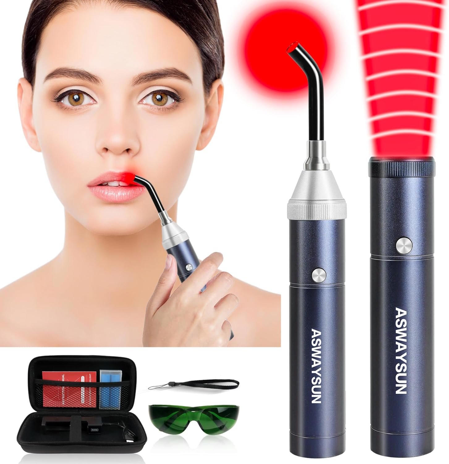 Red Light Therapy Device, Cold Sore Canker Sore Treatment Torch for Lips, Infrared Light Therapy Wand for Face Fever Blister, Healing Pain Relief for Mouth Nose Ear Knee Feet Hands Ankle Muscle