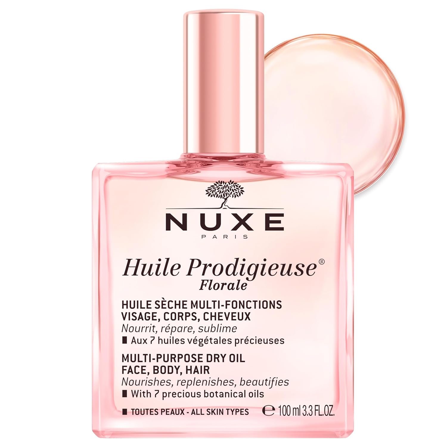 NUXE Huile Prodigieuse Floral – All-in-One Oil for Body, Face & Hair. Radiant Looking Glow and Skin Hydration