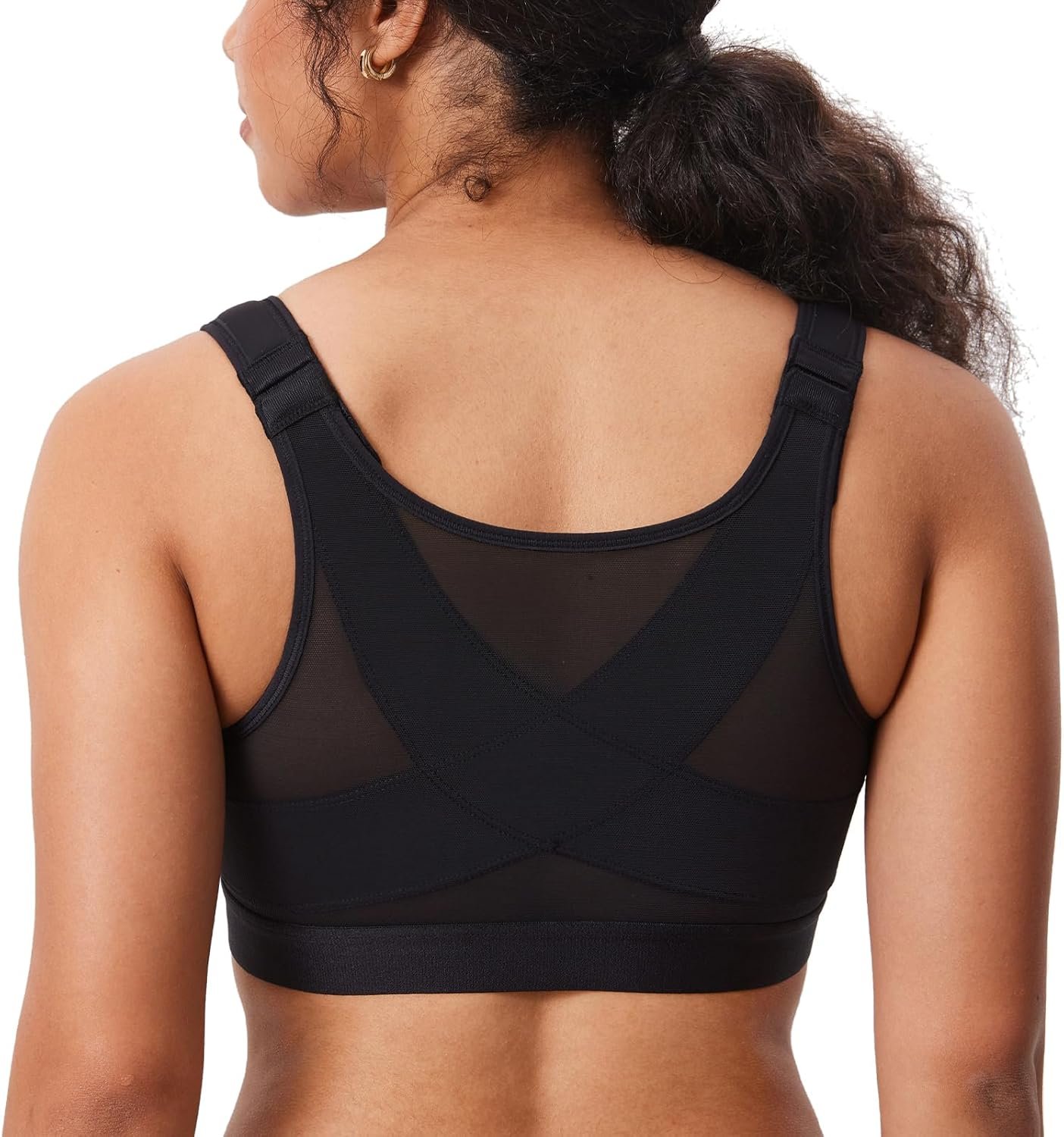 DELIMIRA Women’s Front Closure Posture Wireless Back Support Full Coverage Bra