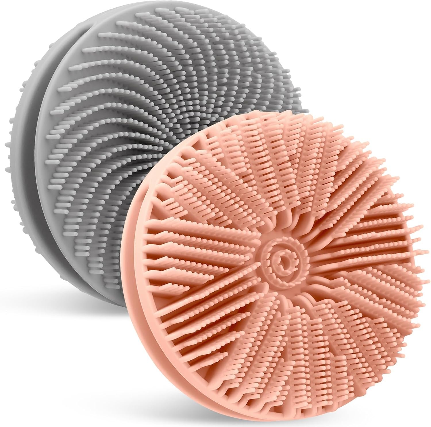 Silicone Body Scrubber, 2pcs Dual-Sided Silicone Loofah 2-in-1 Silicones Shower Scrubbers Exfoliating Body Scrubber for Women Men Soft Silicones Bath Shower Brush for All Skin Lather Well (Pink&Gray)