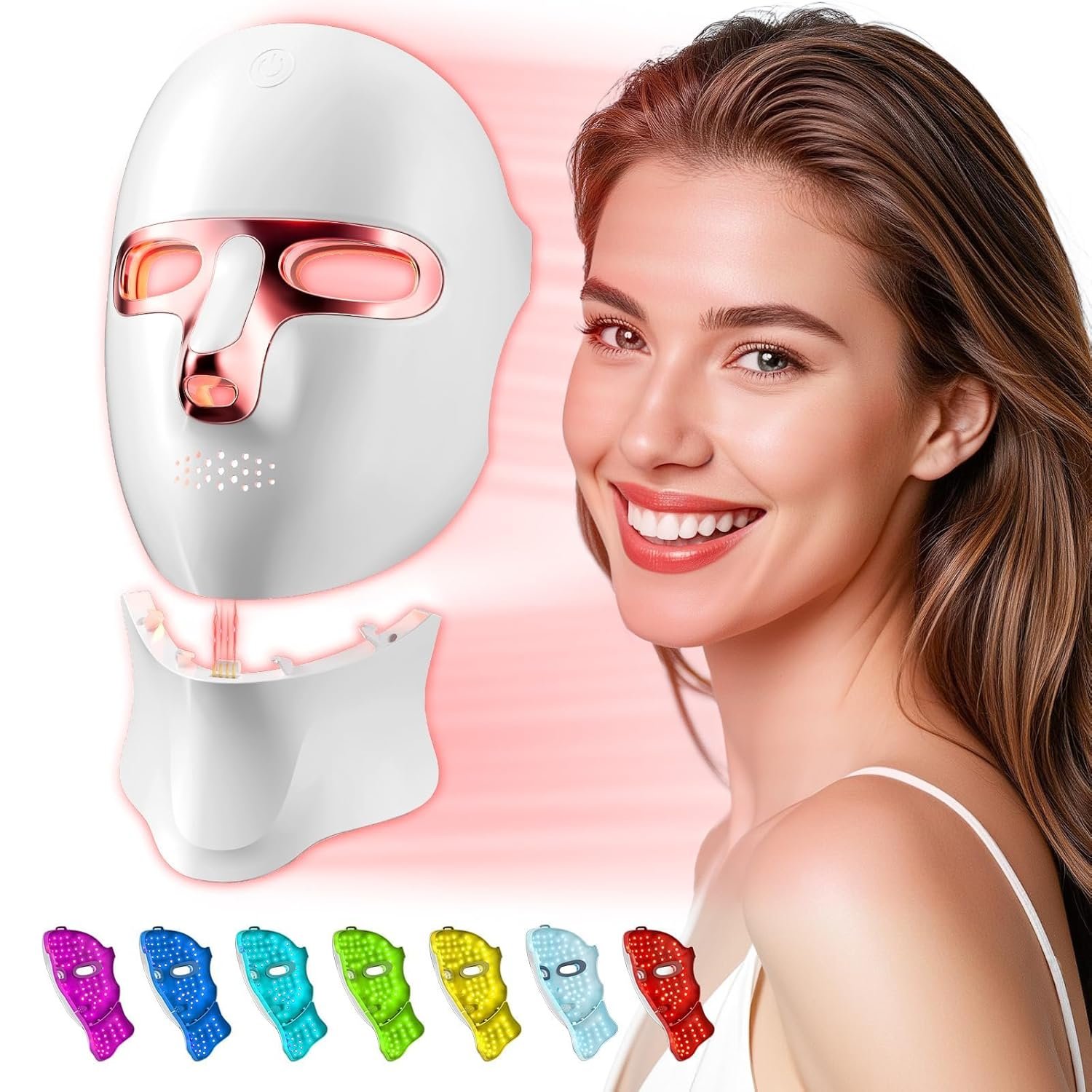 Red Light Therapy Mask for Face,LED Face Mask for Skin Care, 7-1 Colors Portable Red Light Face Mask