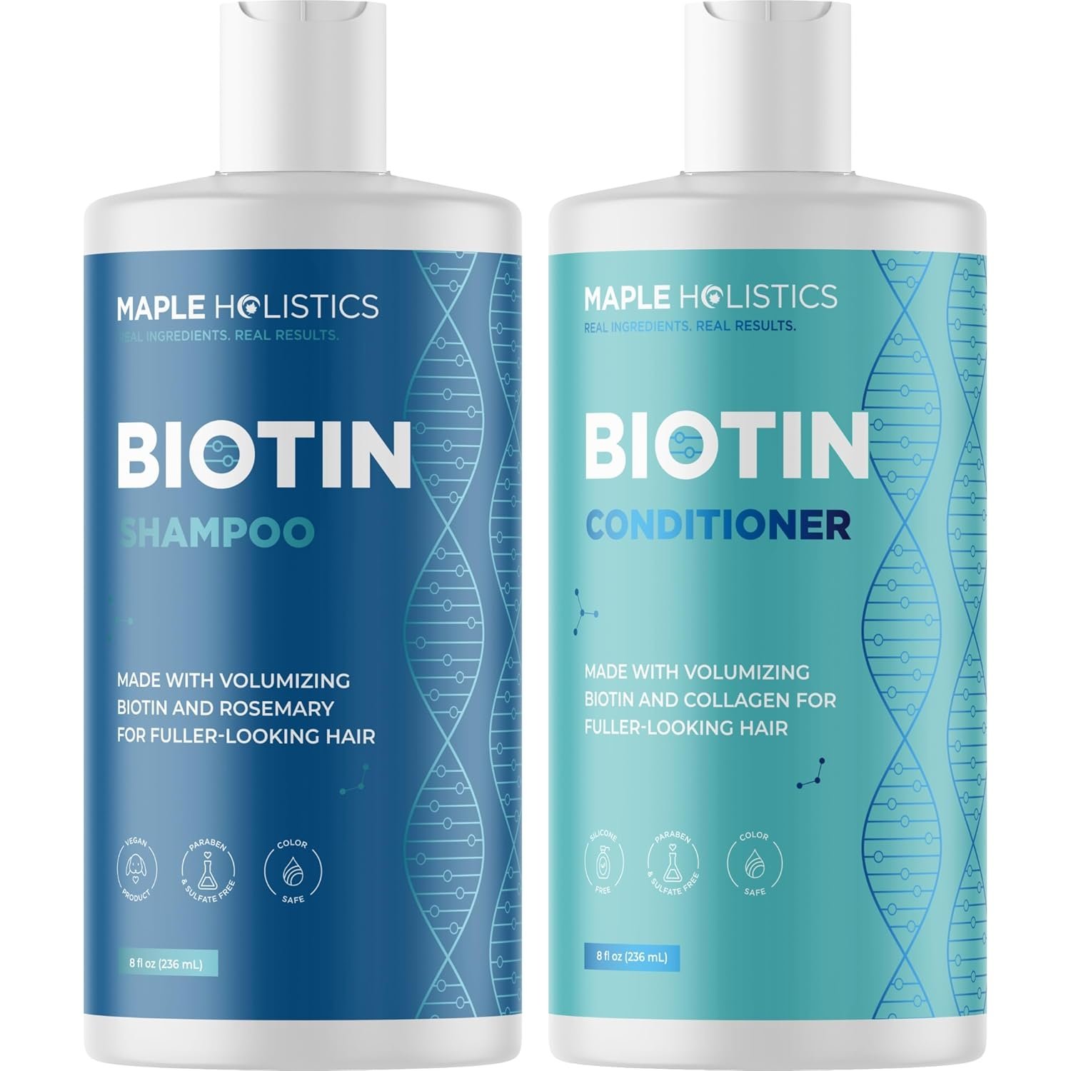 Rosemary Biotin Shampoo and Conditioner Set – Volumizing Shampoo and Conditioner for Thinning Hair for Women & Men with Nourishing B Vitamins – Color Safe Sulfate Paraben & Silicone Free (8 Fl Oz)