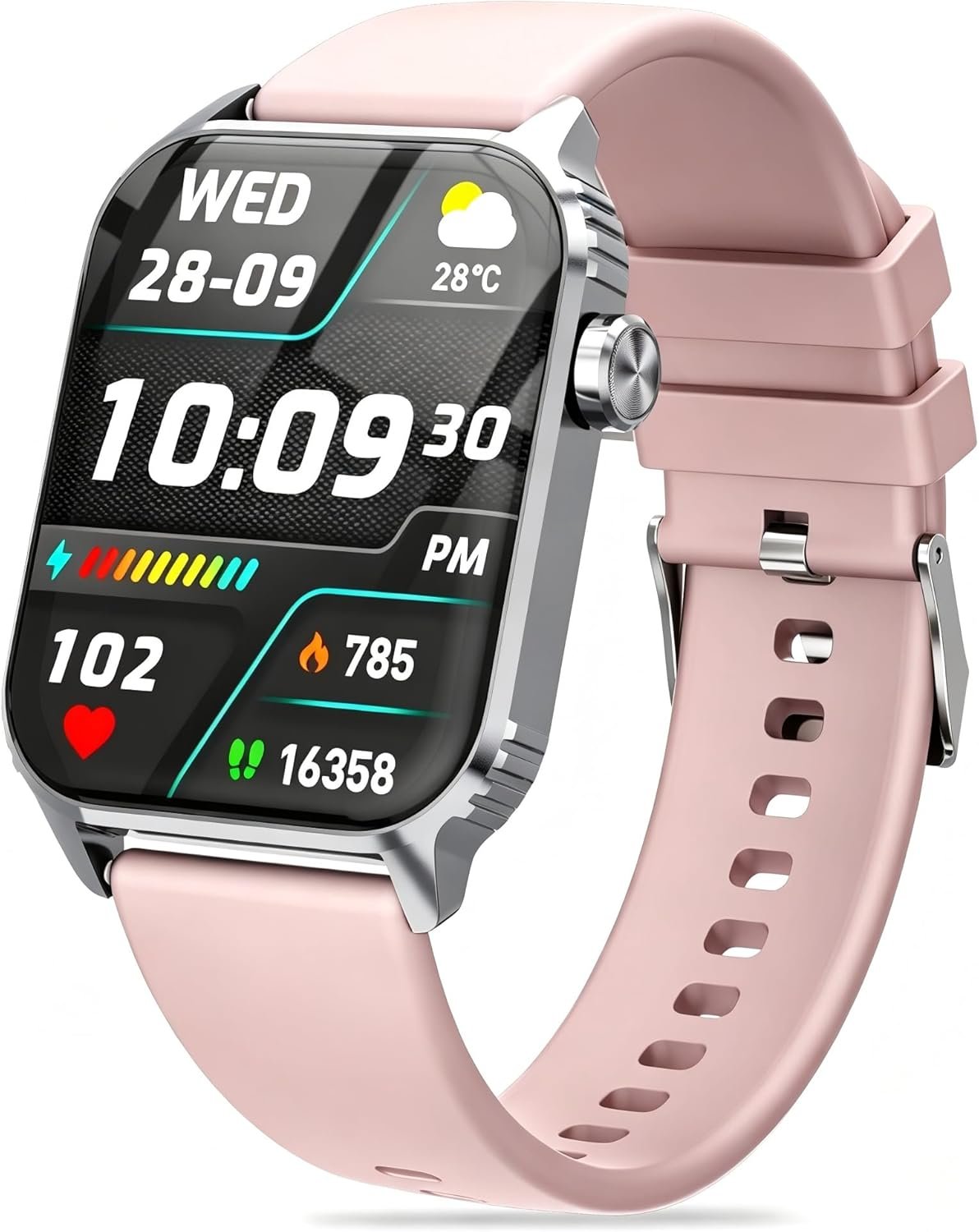 TRAUSI Smartwatch with Heart Rate, IP7 Waterproof, Bluetooth Call Control Watch for iPhone