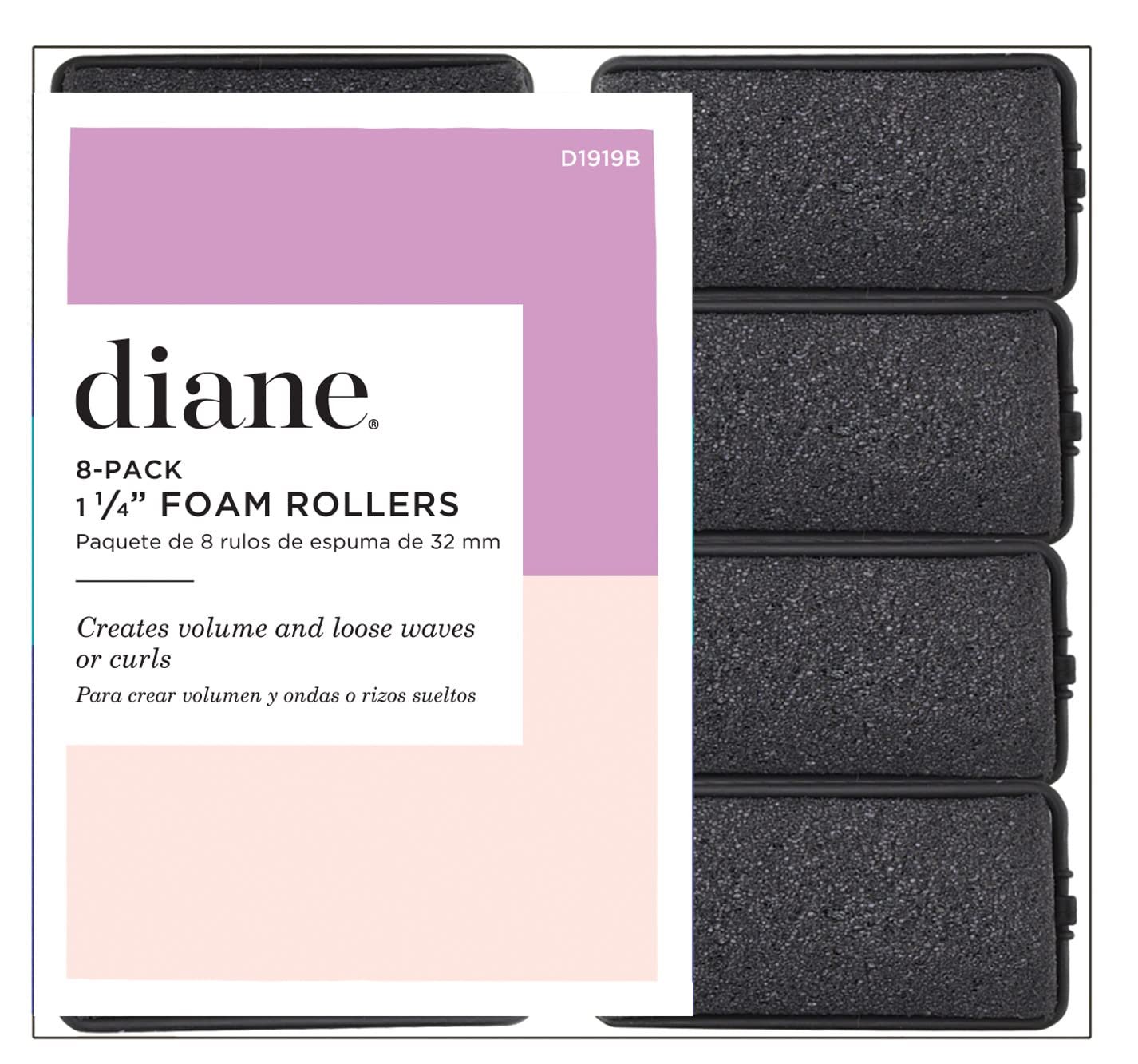 Diane Foam Rollers, Black, 1.25″, 8/bag