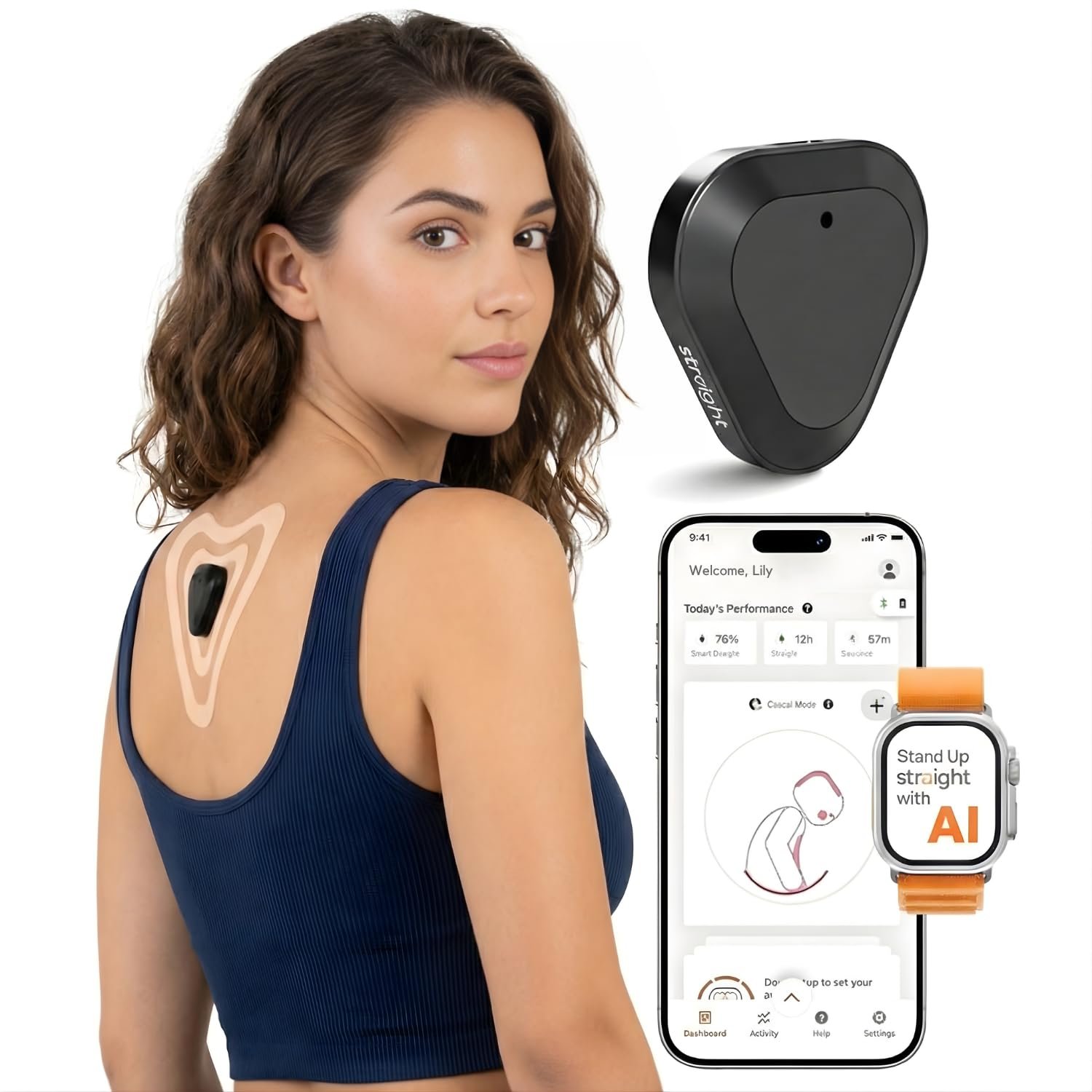 Straight Plus AI Powered Posture Corrector Trainer Device (Necklace Included) – Back Brace Smart Straightener Office Work Support – Back Postur Corrector Device – Posture Corrector for Women & Men