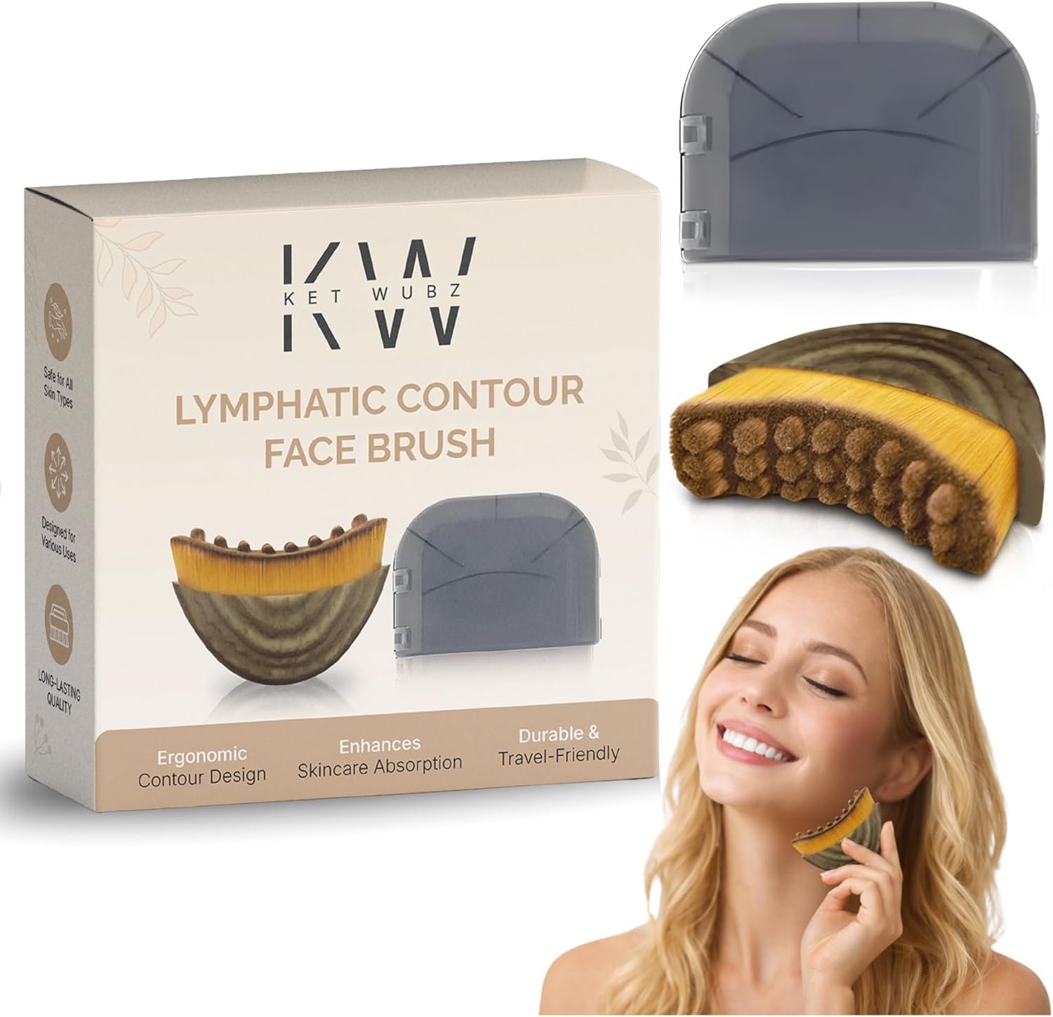 Lymphatic Contour Face Brush, Facial Brush for Lymphatic Drainage, Dry Lymphatic Massage Brush, Face Sculpting Brush, Contour Face Brush, Jawline and Chin Sculpting, Face Depuffer, Facial Tool