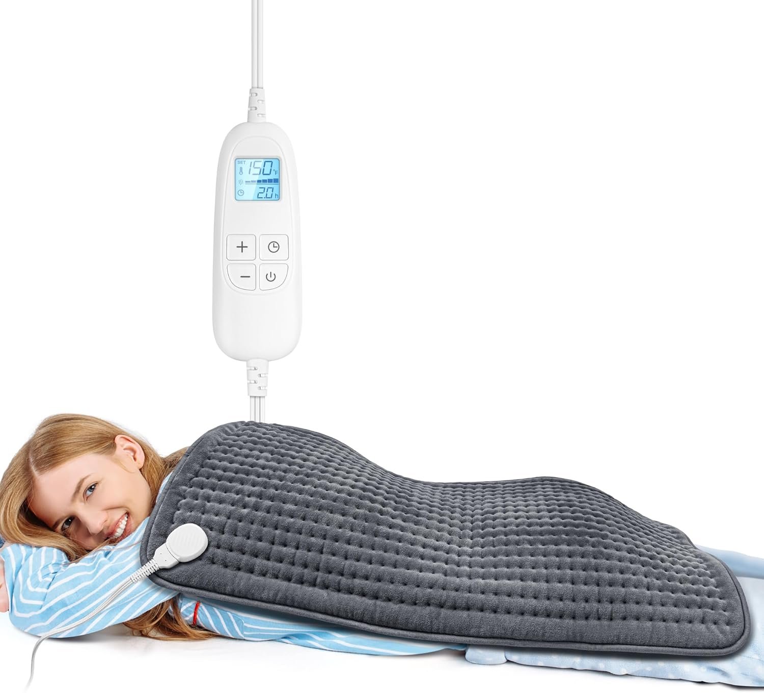 FluffyWarmth Electric Heating Pad for Back, Extra Large 17”x 33” XXXL for Full Body,Menstrual Period Cramps,Neck Shoulder Back Pain Relief, 6 Heat Settings 4 Timers Heating Pad, Gifts for Women Men