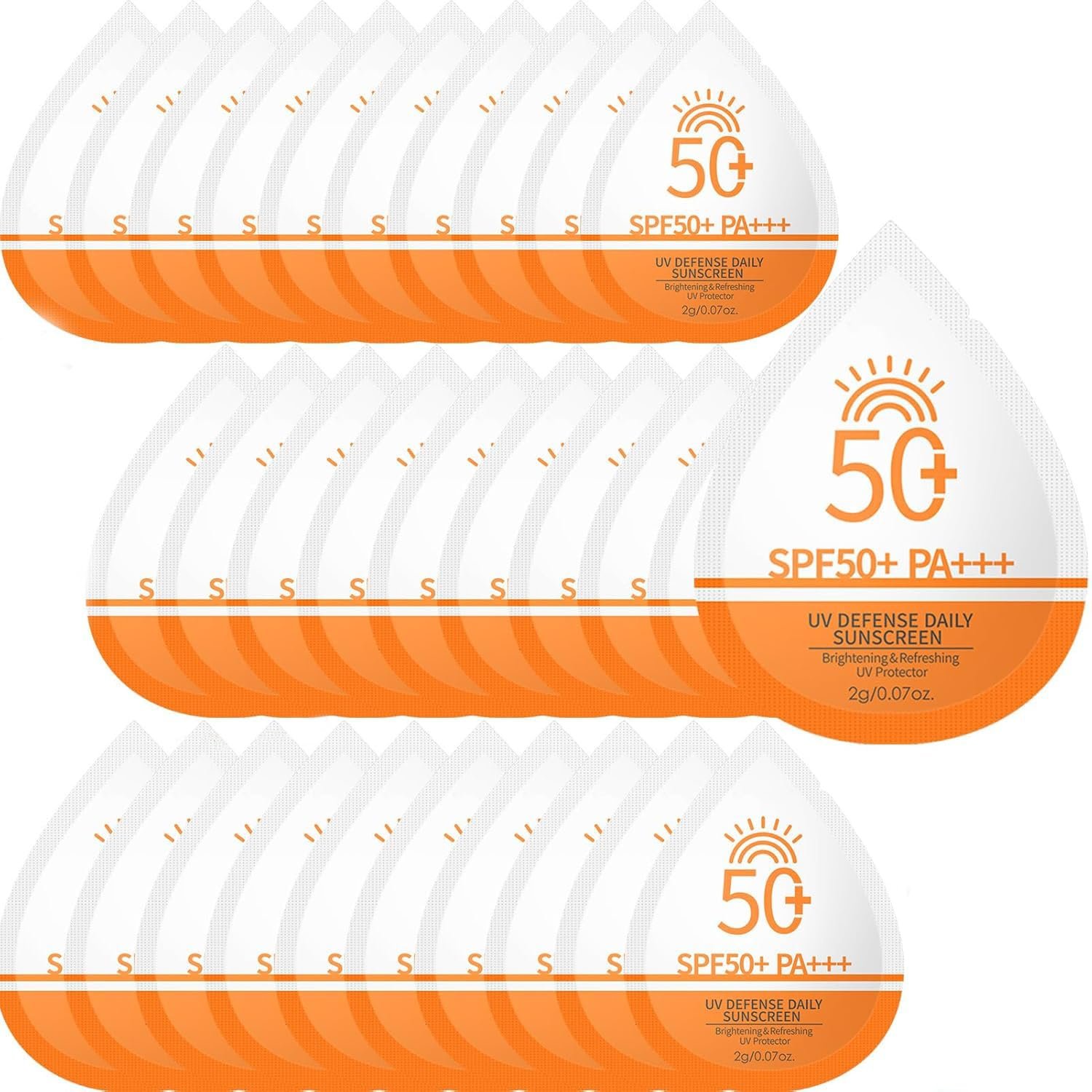 30 Pcs Mini Sunscreen SPF 50+, Travel Size Sunscreen Packets for Face & Body, Mini Sunscreen Bulk for Party Favor, Lightweight & Non-Greasy, Water-Resistant, Summer Party Gifts for Women Girls