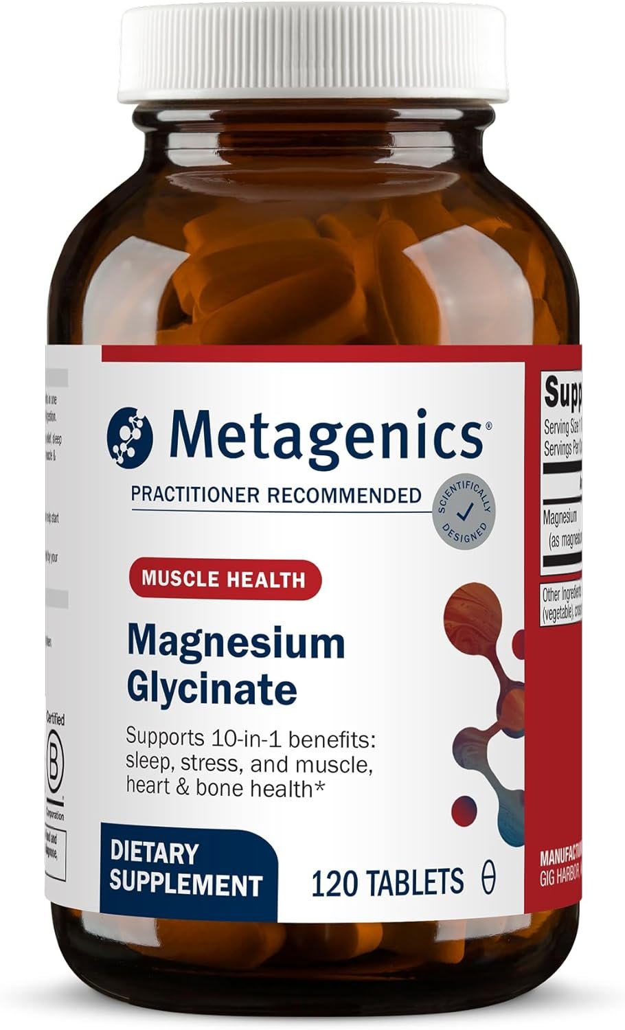 Metagenics Magnesium Glycinate 100mg-Highly Absorbable Magnesium Supplement for Sleep, Stress Relief & Muscle Relaxation – Bone, Heart & Nerve Health-Non-GMO, Gluten-Free-120 Tablets