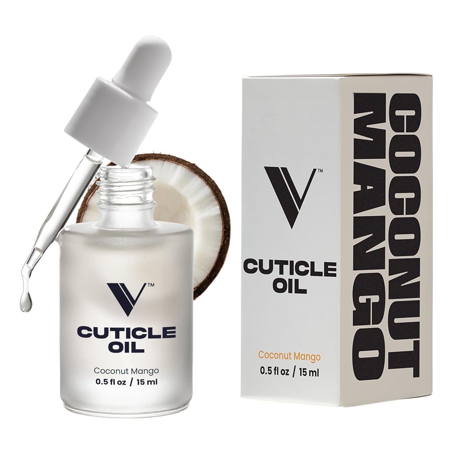 V Beauty Pure Cuticle Oil for Nails – Natural Nail and Cuticle Oil, Softens, Moisturizer, and Conditions, Products for Manicure and Pedicure, Non-Greasy, Promotes Flexibility, Coconut Mango – 15ml