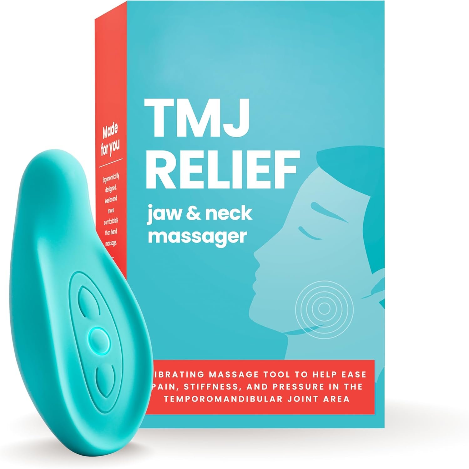 TMJ Relief – Calming Vibration for Pain Relief – Soothe Tension in Neck, Jaw, and Face – Best Ergonomic Massage Tools for Facial & Tooth Pain – Waterproof, Soft Silicone Design for Men & Women