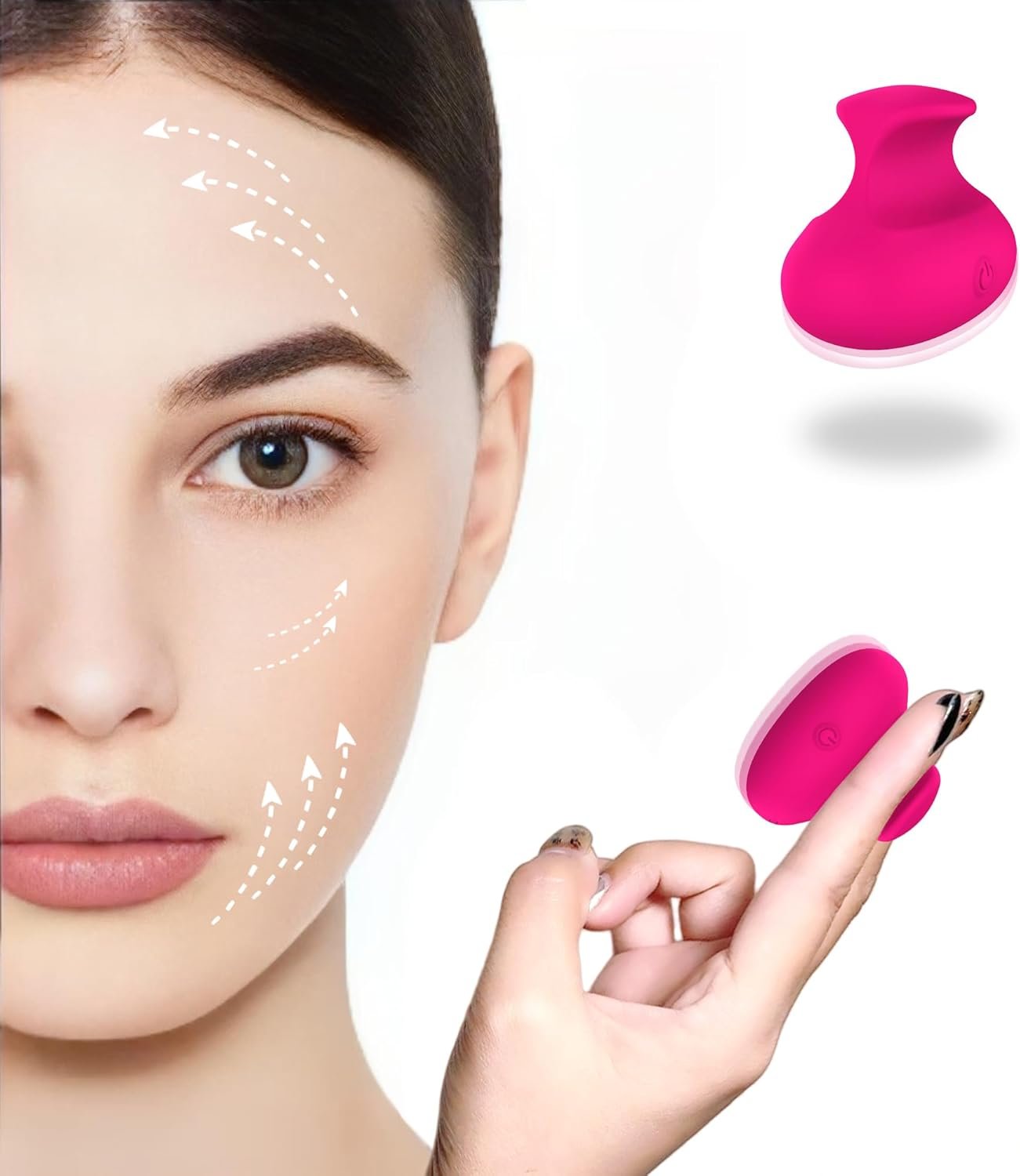 New Upgrade Mini Face & Eye Massager, Powerful Cordless Handhold Waterproof Rechargeable Portable Skin Care Massage Tool, Eyestrain Relief and Facial Muscle Tension Massage Balls (Rose Red)
