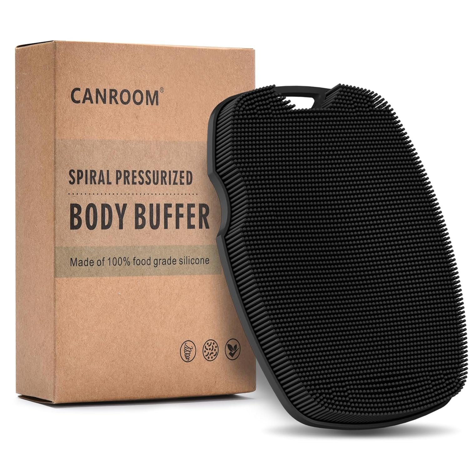 Canroom Silicone Body Scrubber – Zinc Infused-Highly Elastic Bristles Exfoliating Body Scrubber for Shower Body,Cellulite Reduction,Blood Circulation- Black