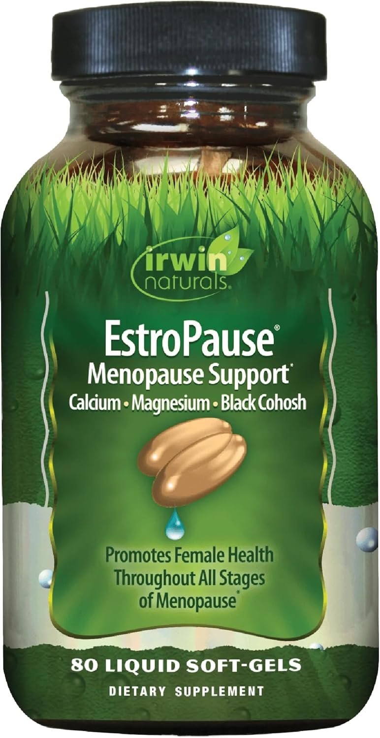 Irwin Naturals EstroPause Menopause & Women’s Health Support – 80 Liquid Soft-Gels – Gentle Hormonal Balance Formula