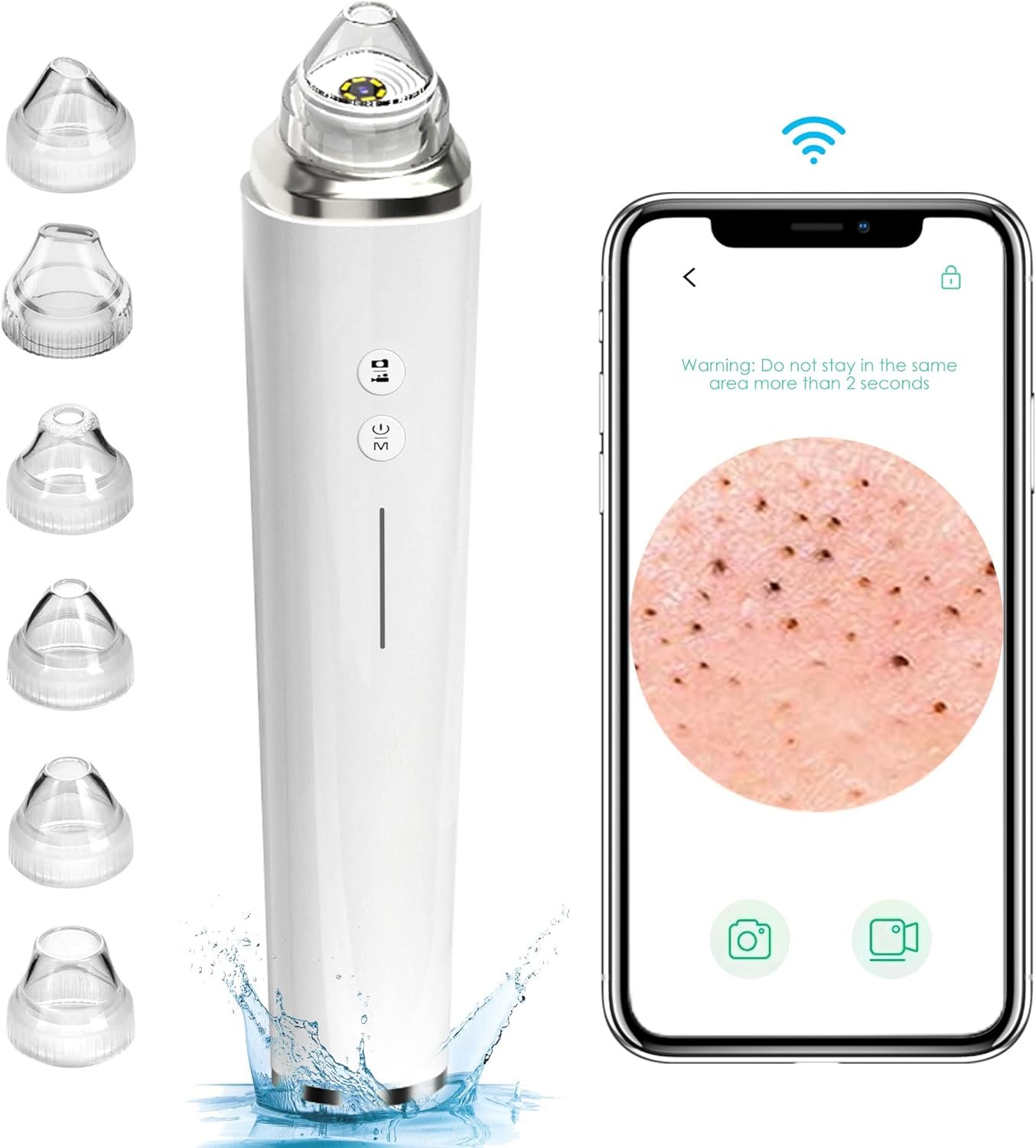 Blackhead Remover Pore Vacuum with 5MP HD Camera, 20X Magnification WiFi Visible Facial Pore Cleanser, FDA-Registered Electric Pimple Acne Comedone Extractor Kit for Men & Women with 6 Probes