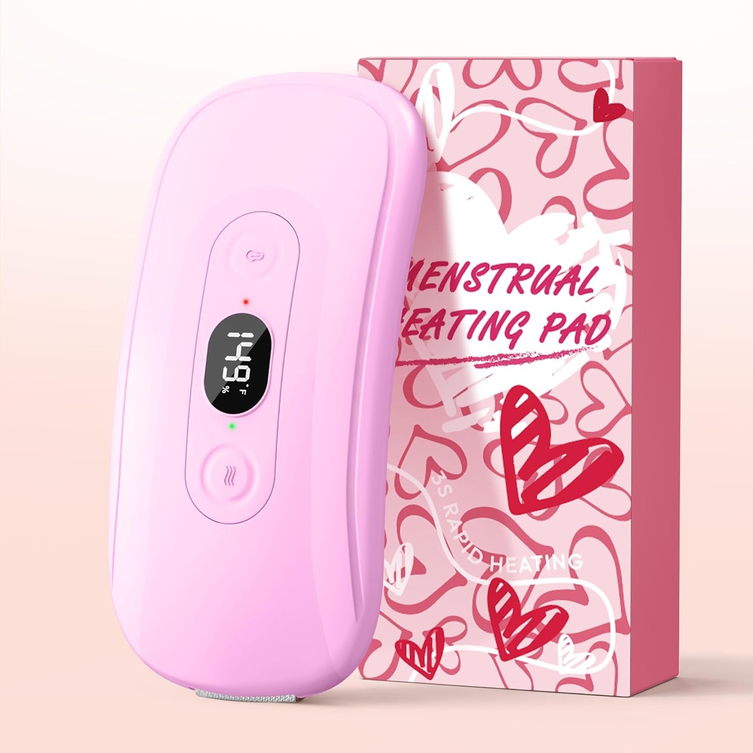 Portable Heating Pad Period Cramps: 2 Timer 6 Heat Levels 6 Vibration Modes Cordless Electric Heating Pad 3s Fast Heating Menstrual Heating Pad Mothers Day Gifts Pink