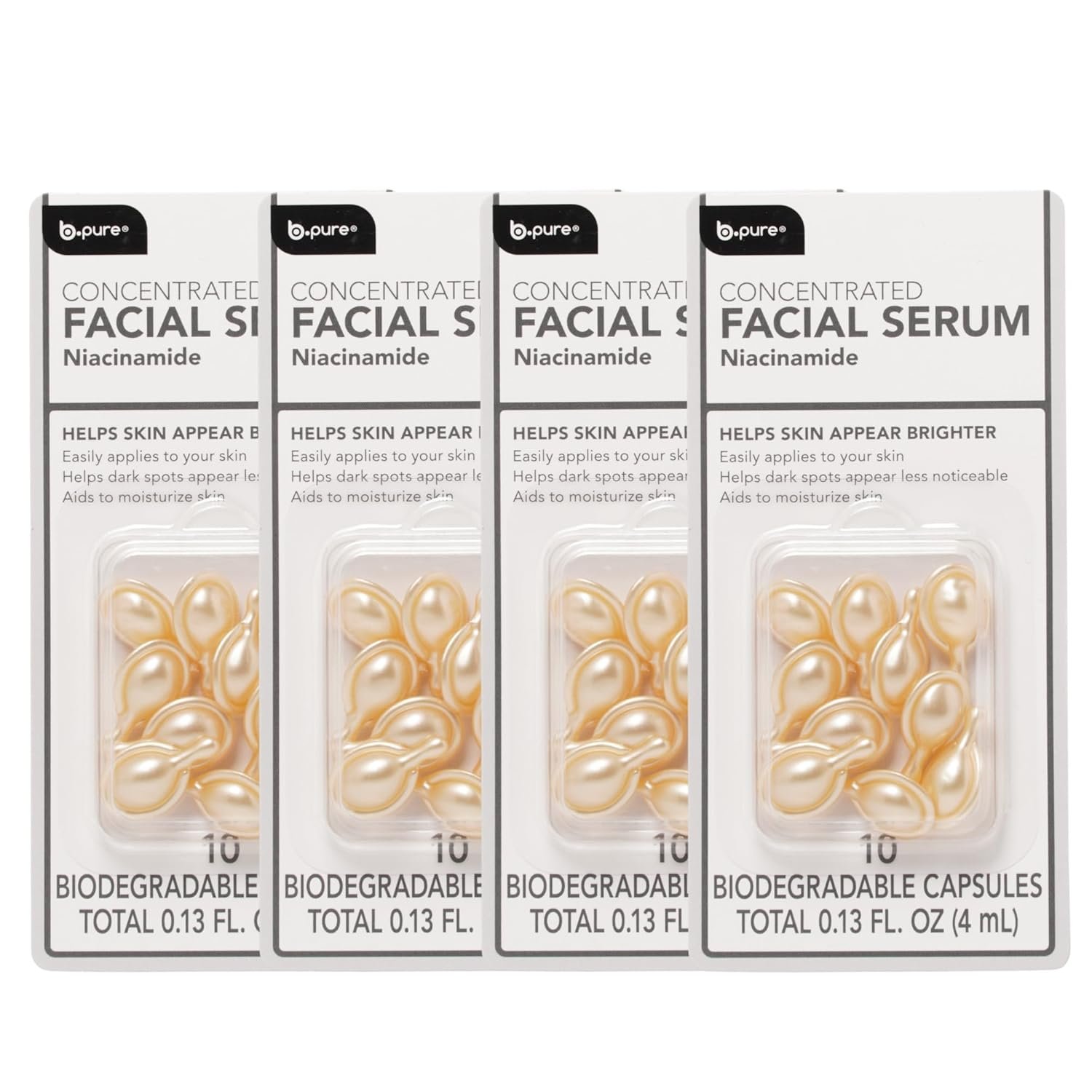 b.pure Niacinamide Concentrated Facial Serum Capsules | Brightening, Even Complexion, Oil Control, Minimize Pores, Anti-Aging, Smooth Skin | 40-Count