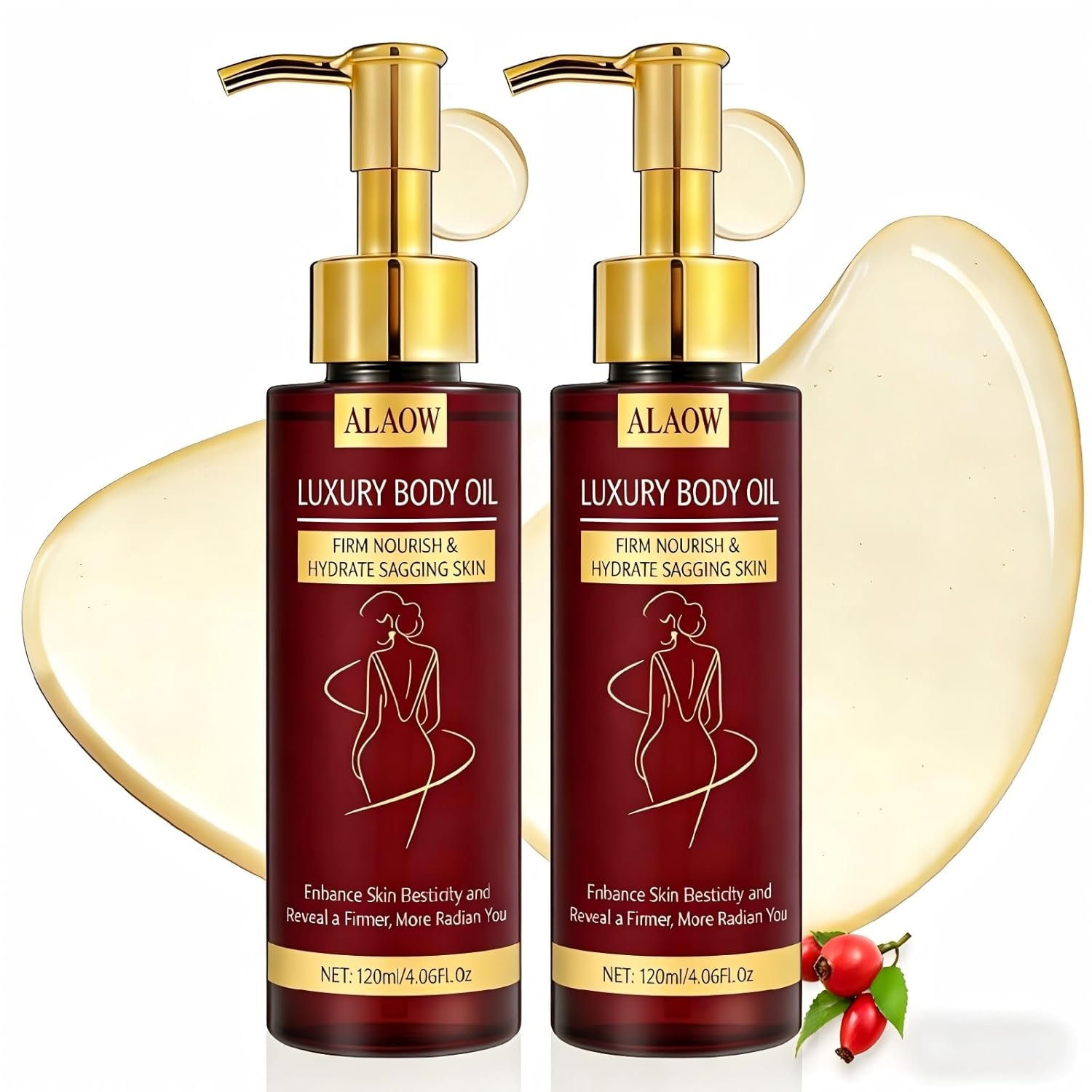 Body Firming Oil for Women – Fast-Absorbing Hydration & Skin Tightening Treatment for Arms, Legs, Stomach – Non-Greasy Post-Shower Glow Remedy Firming care to enhance skin elasticity.120ML- 2PCS