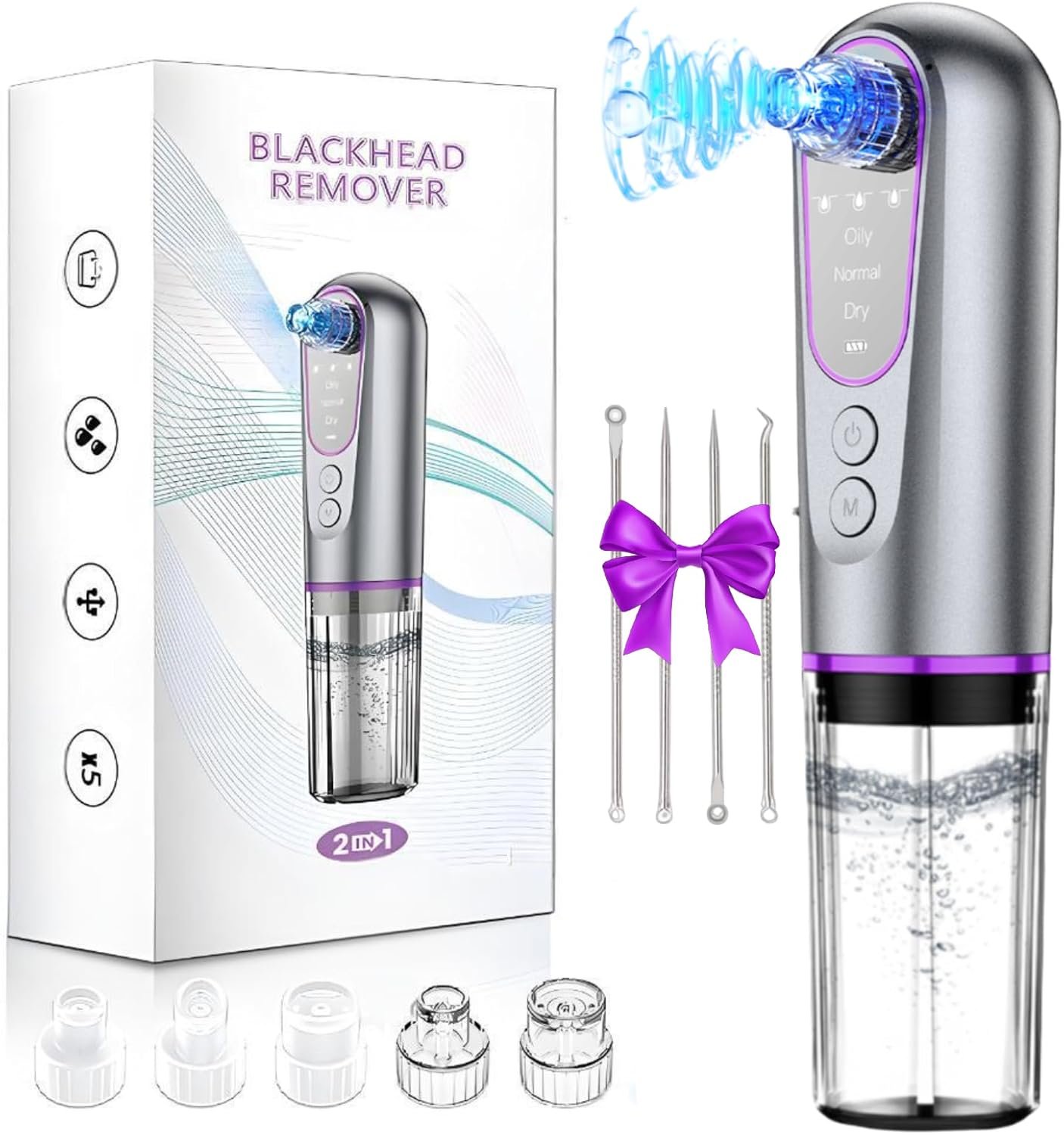 Blackhead Remover Suction Pore Vacuum Hydro Facials Hydrating Pore Cleaner Machine Pimple Extractor with USB Charging Cable Beauty Device