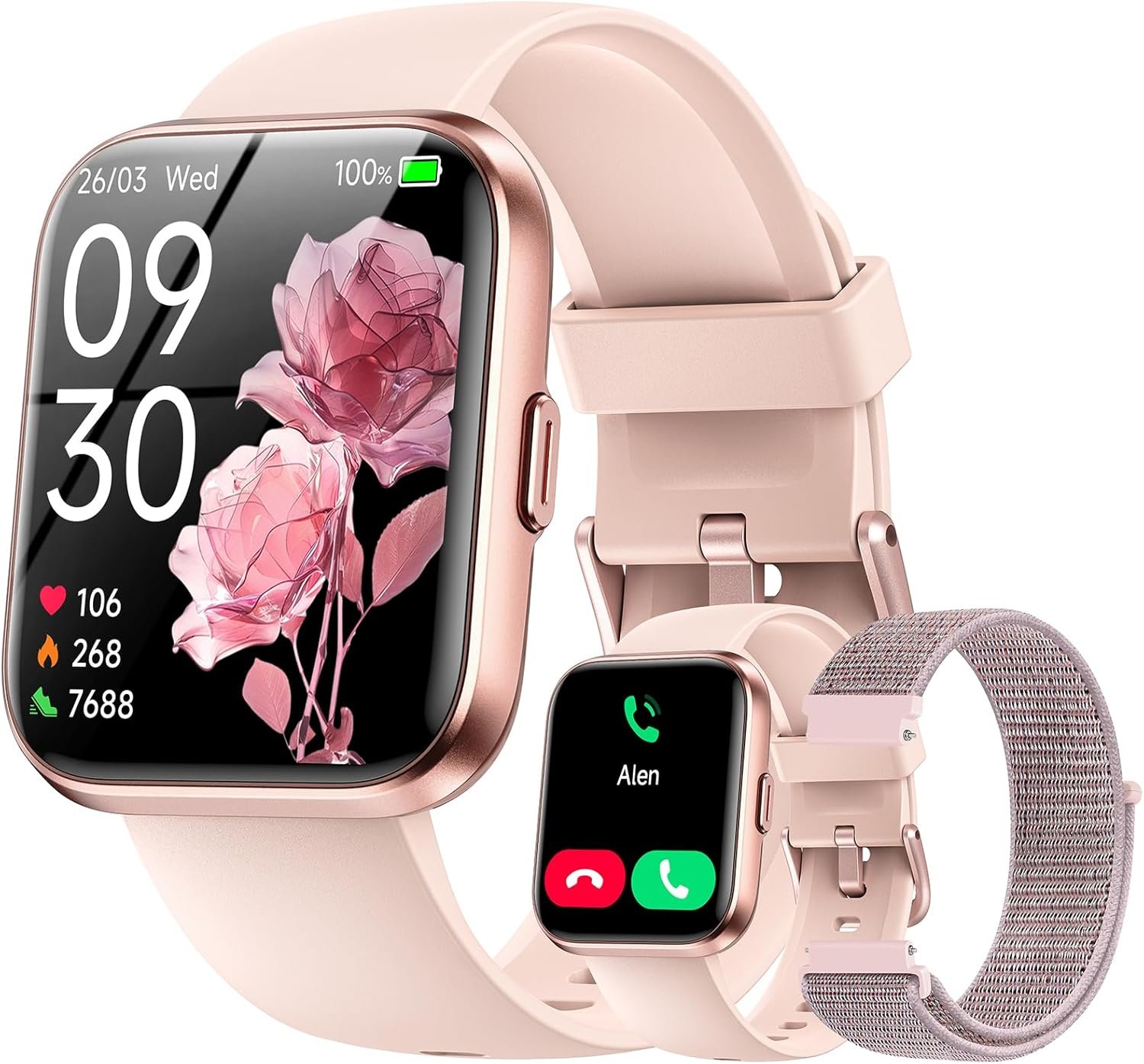 Smart Watches for Women, 1.85″ HD Alexa Smart Watch for Android Phones & iPhones with Calls/Messages/Reminders, 3ATM 120+ Sport Modes Fitness Tracker Watch for Women with Heart Rate/Sleep/SpO2 Monitor